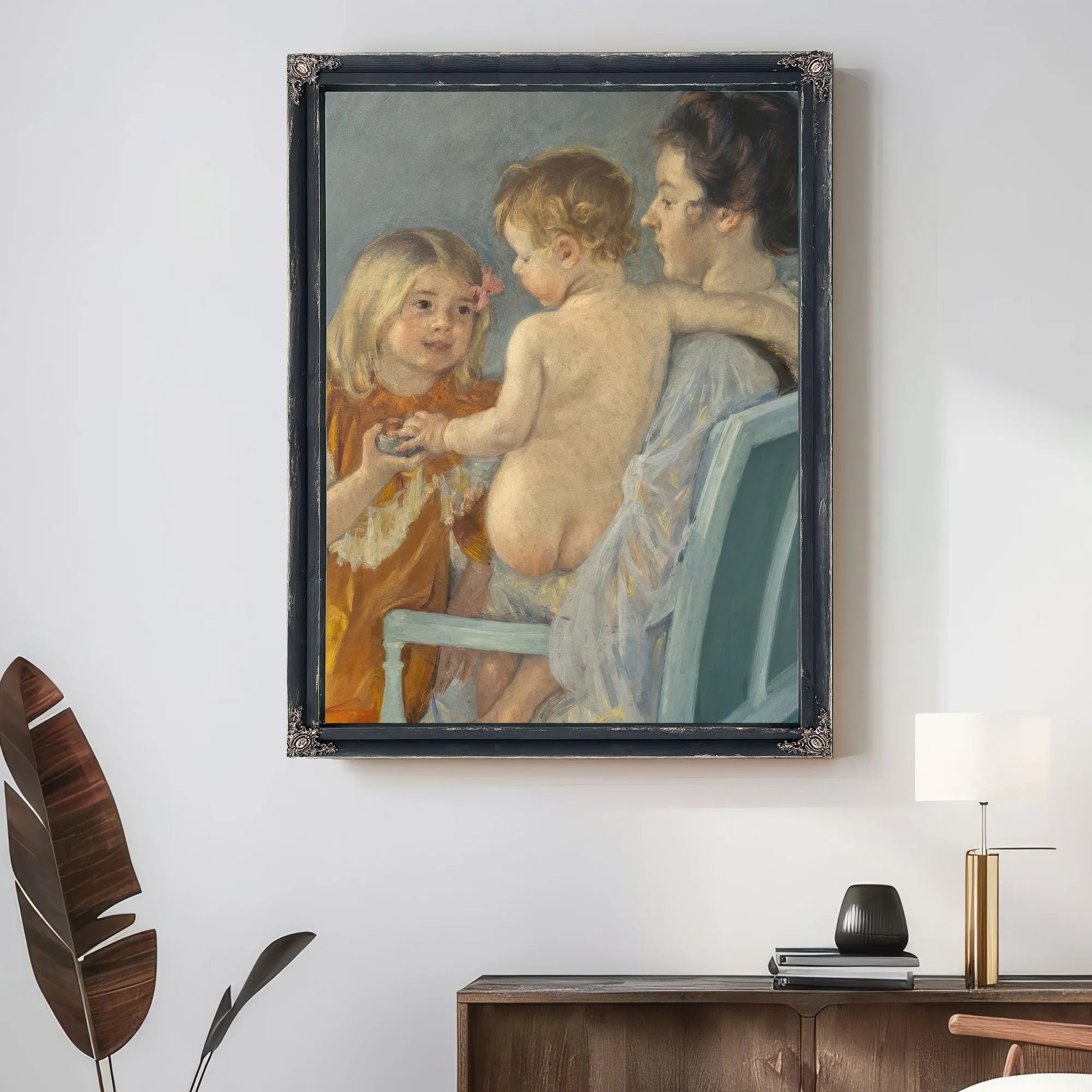 Sara Handing A Toy To The Baby By Mary Cassatt Fine Art Print