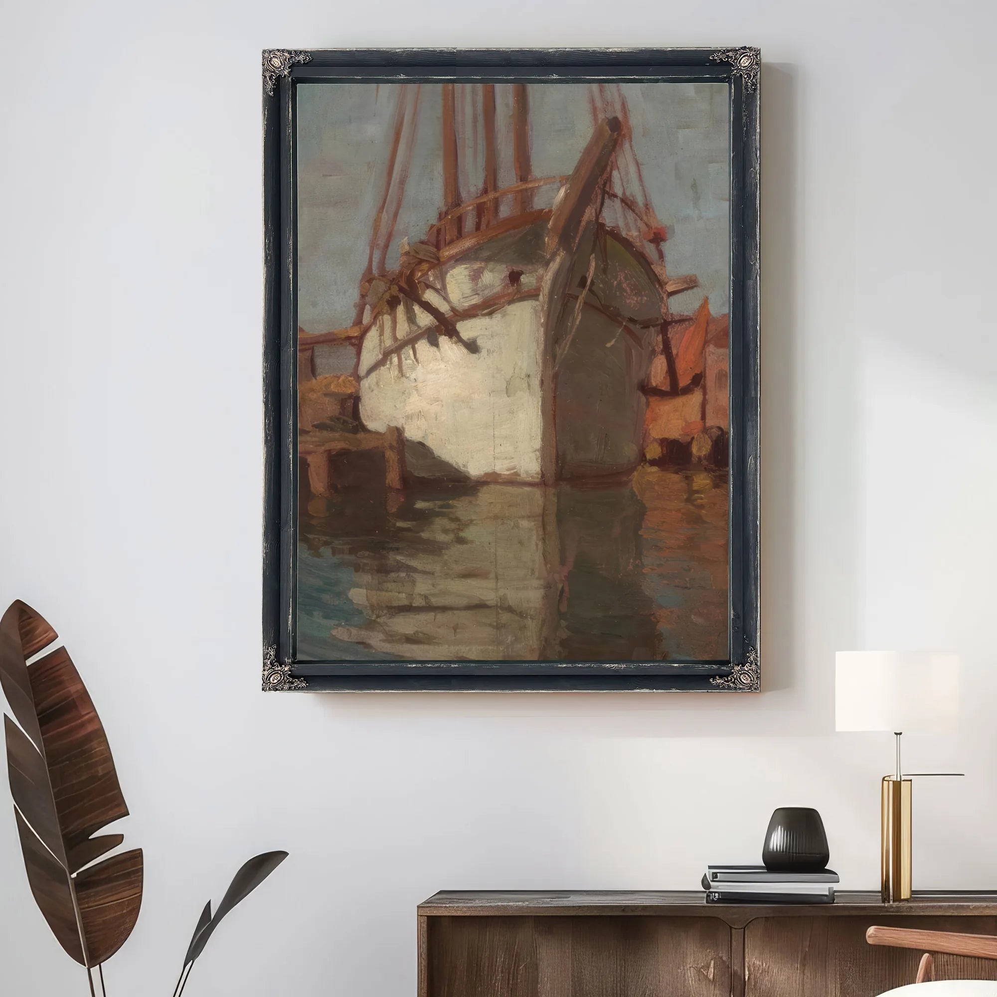 White Sailboat; Sails Descending At Chioggia (Double Sided) By Edgar Payne Fine Art Print