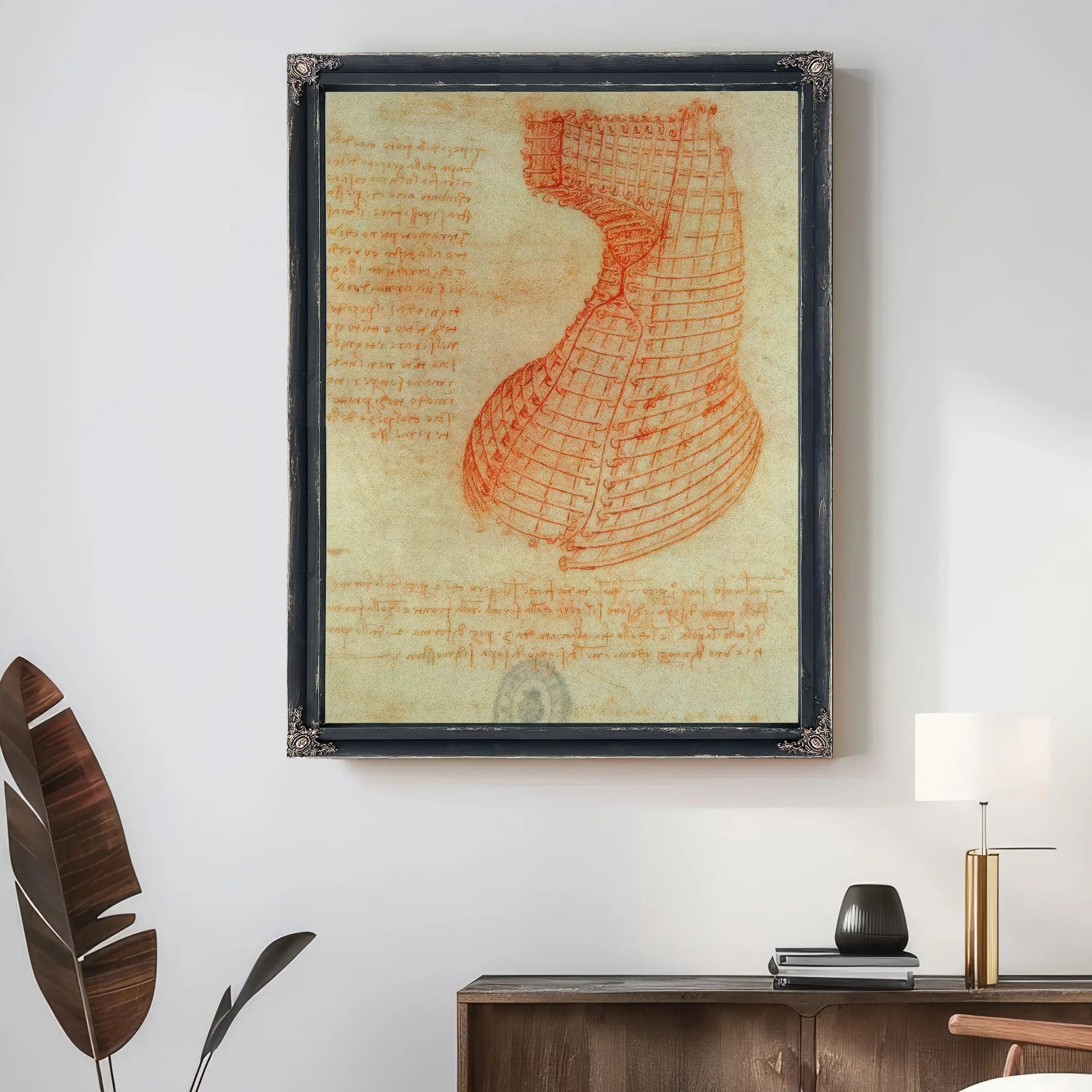 Drawing Of The Ironwork Casting Mould For The Head Of The Sforza Horse Fol. 57 (Recto) From The Codex Madrid I By Leonardo Da Vinci Fine Art Print