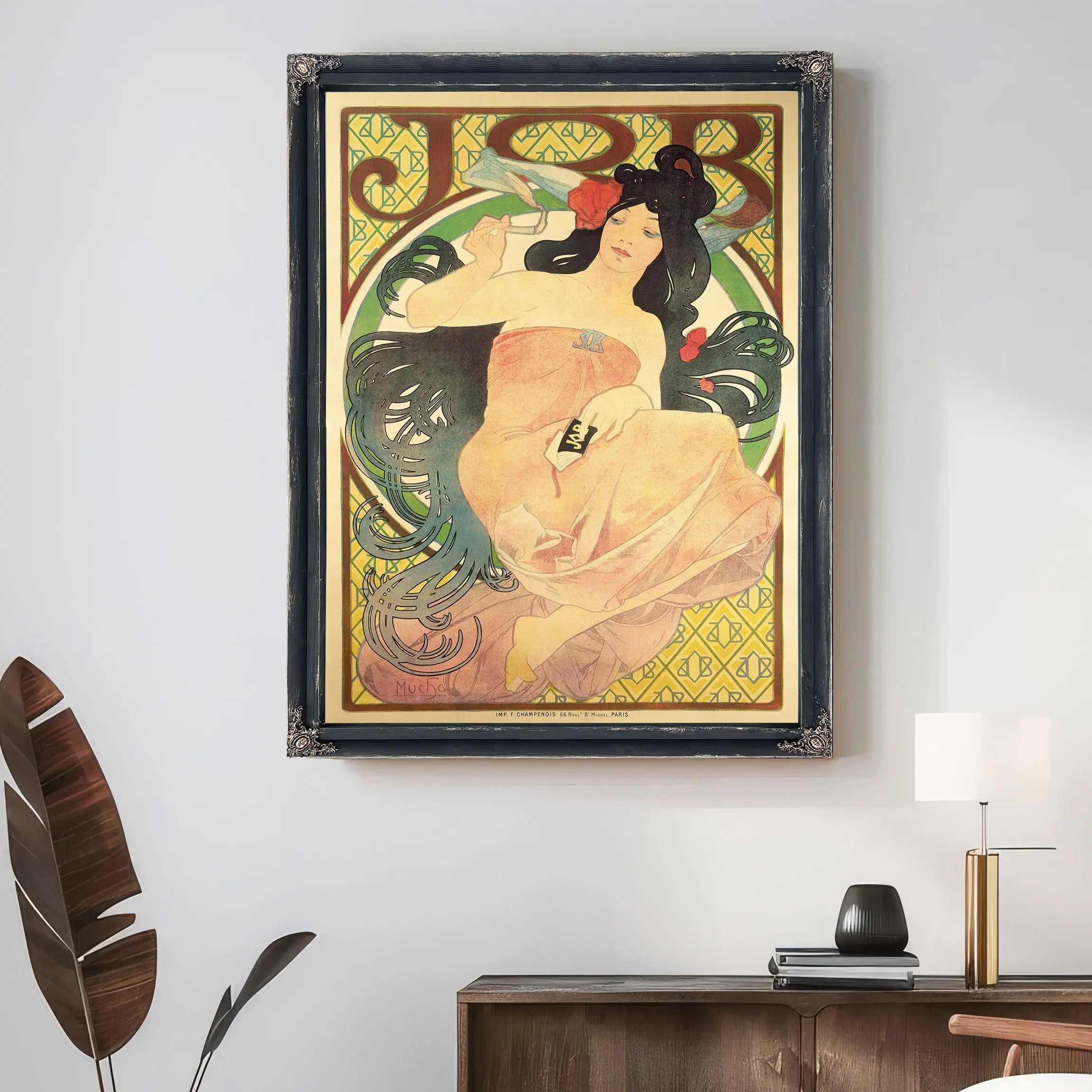 Poster Job Alfons Mucha And Imprimerie F Champenois Paris by Alphonse Mucha