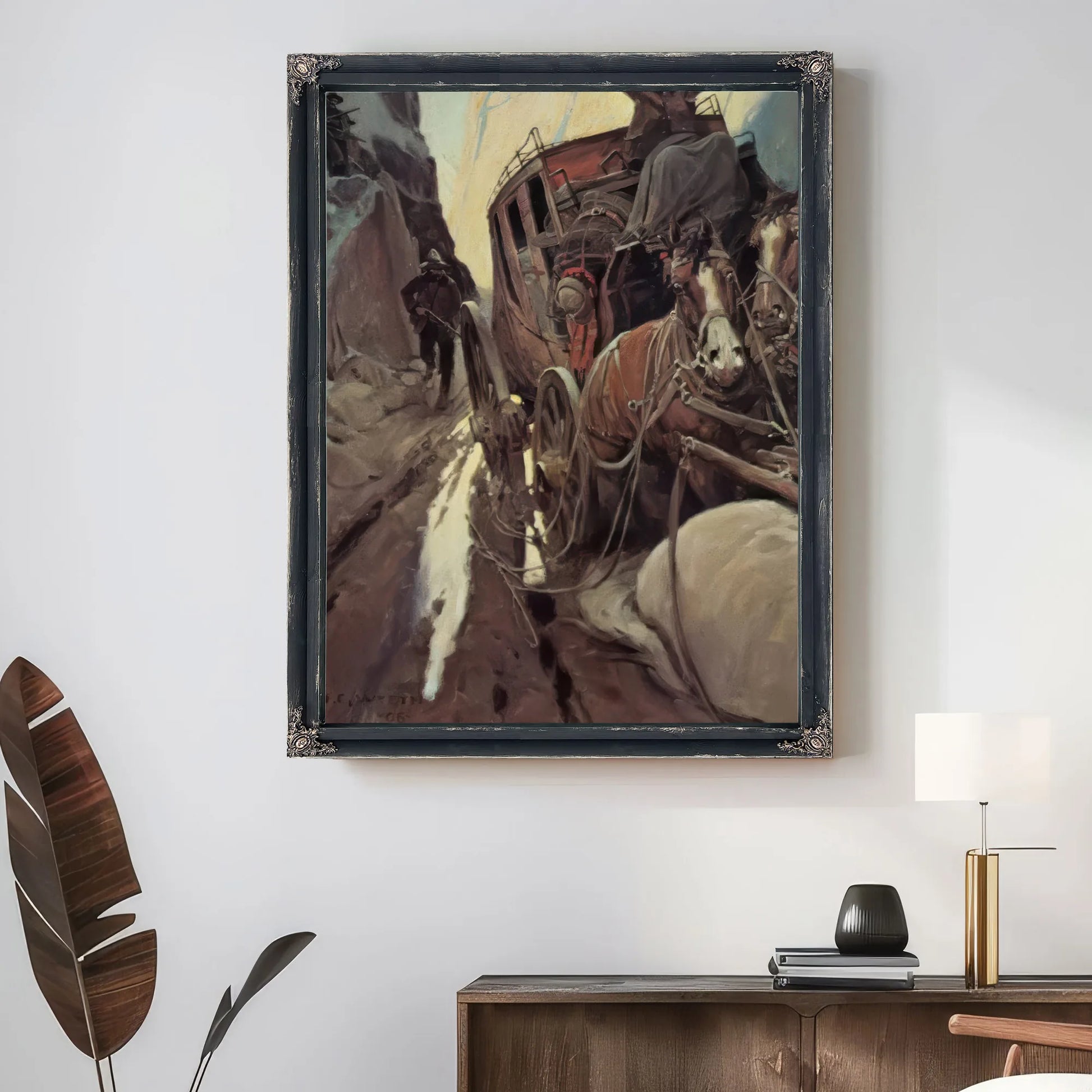 Hands Up(Holdup In The Canyon) By NC Wyeth Fine Art Print