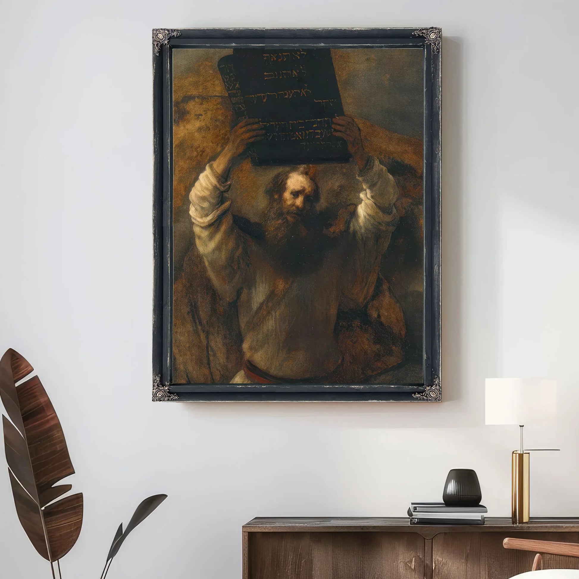 Moses With The Ten Commandments By Rembrandt Fine Art Print