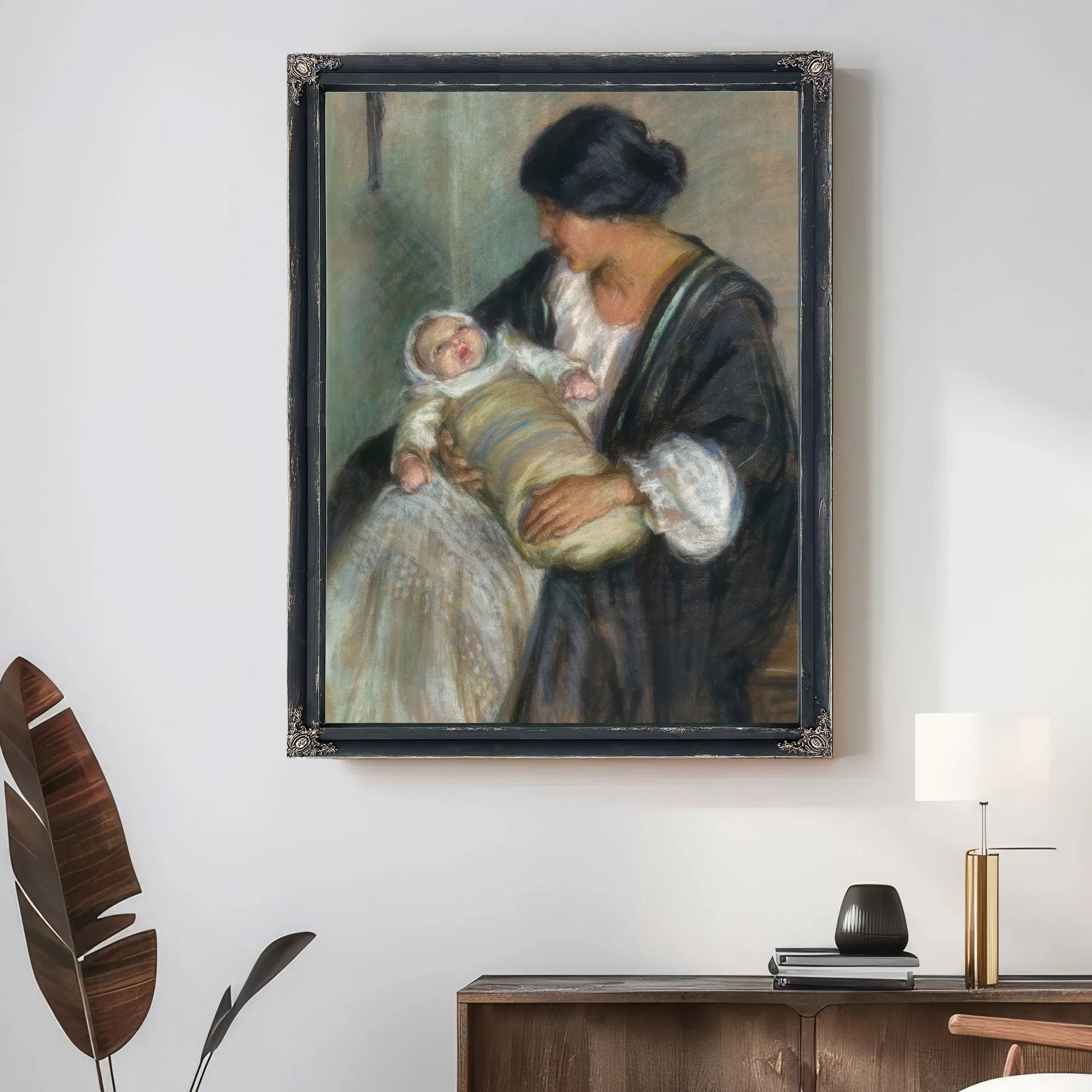 Mother And Crying Baby By Alice Pike Barney Fine Art Print
