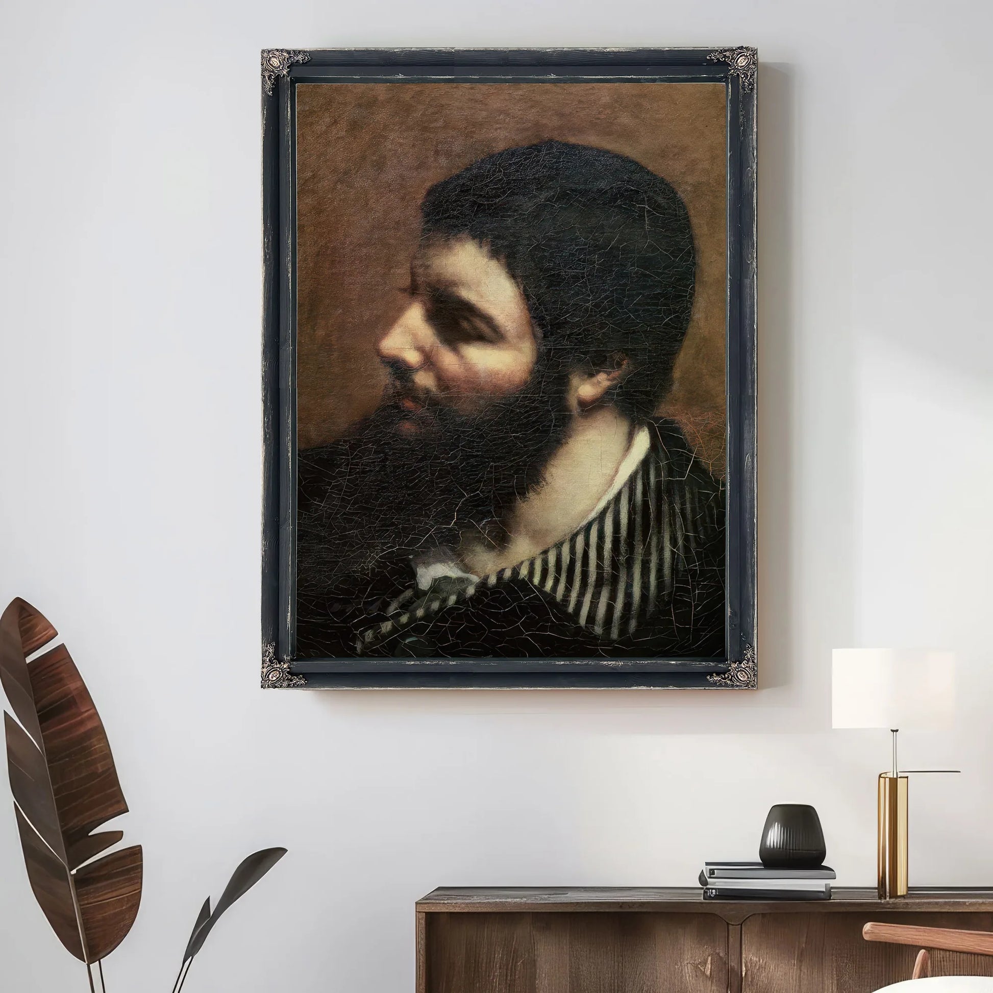 Self Portrait With Striped Collar By Jean Desire Gustave Courbet Fine Art Print