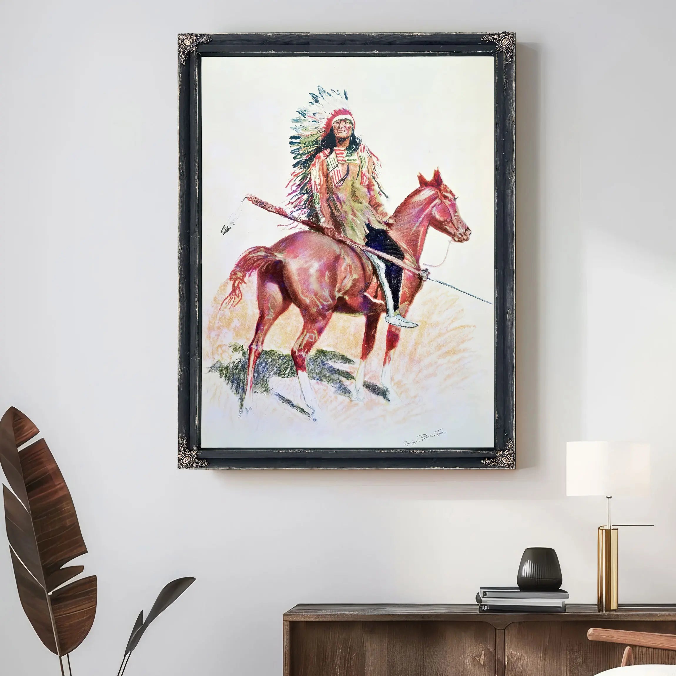 Sioux Chief Colour Litho by Frederic Remington