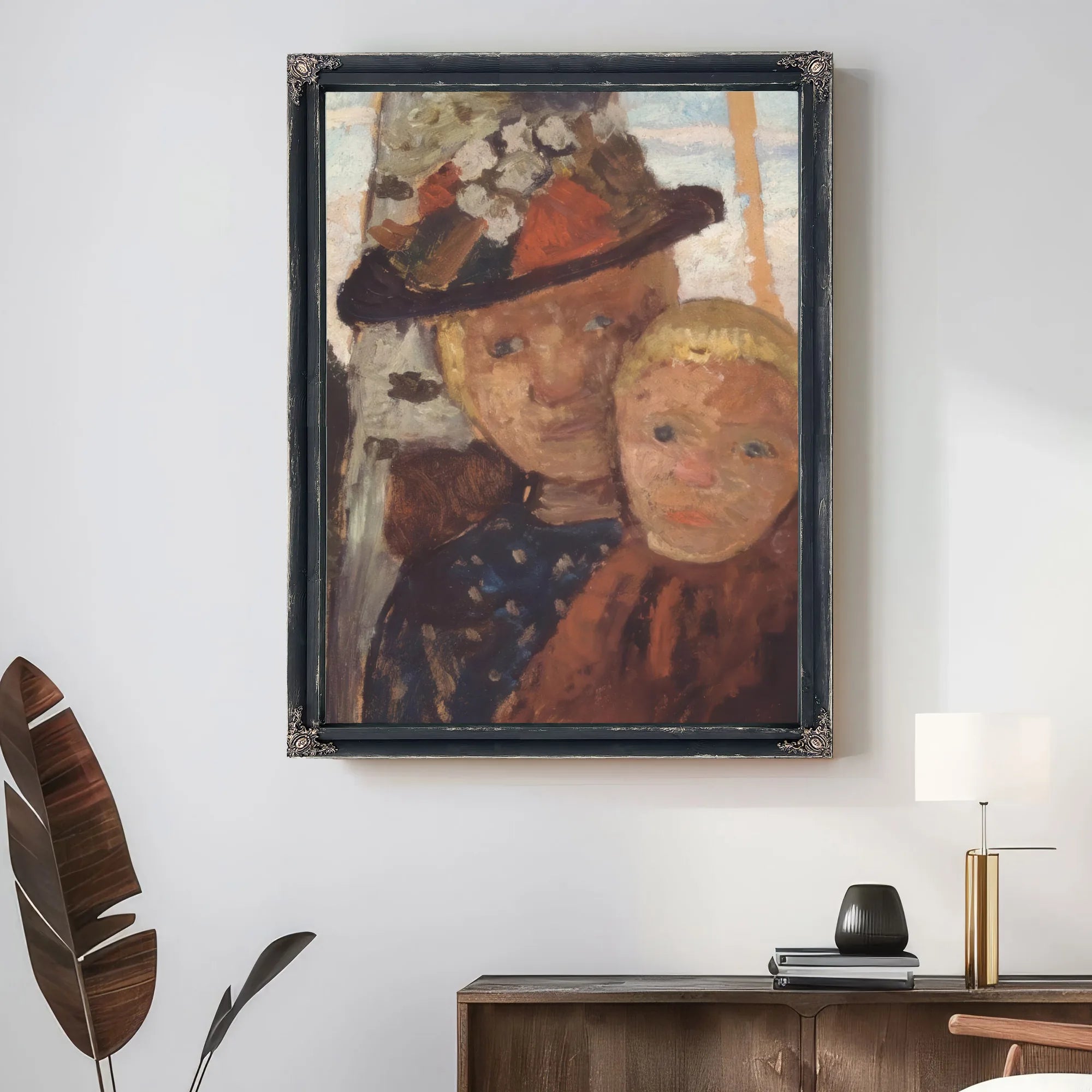 Little Boy And Girl In Flowered Hat By Paula Modersohn Becker Fine Art Print