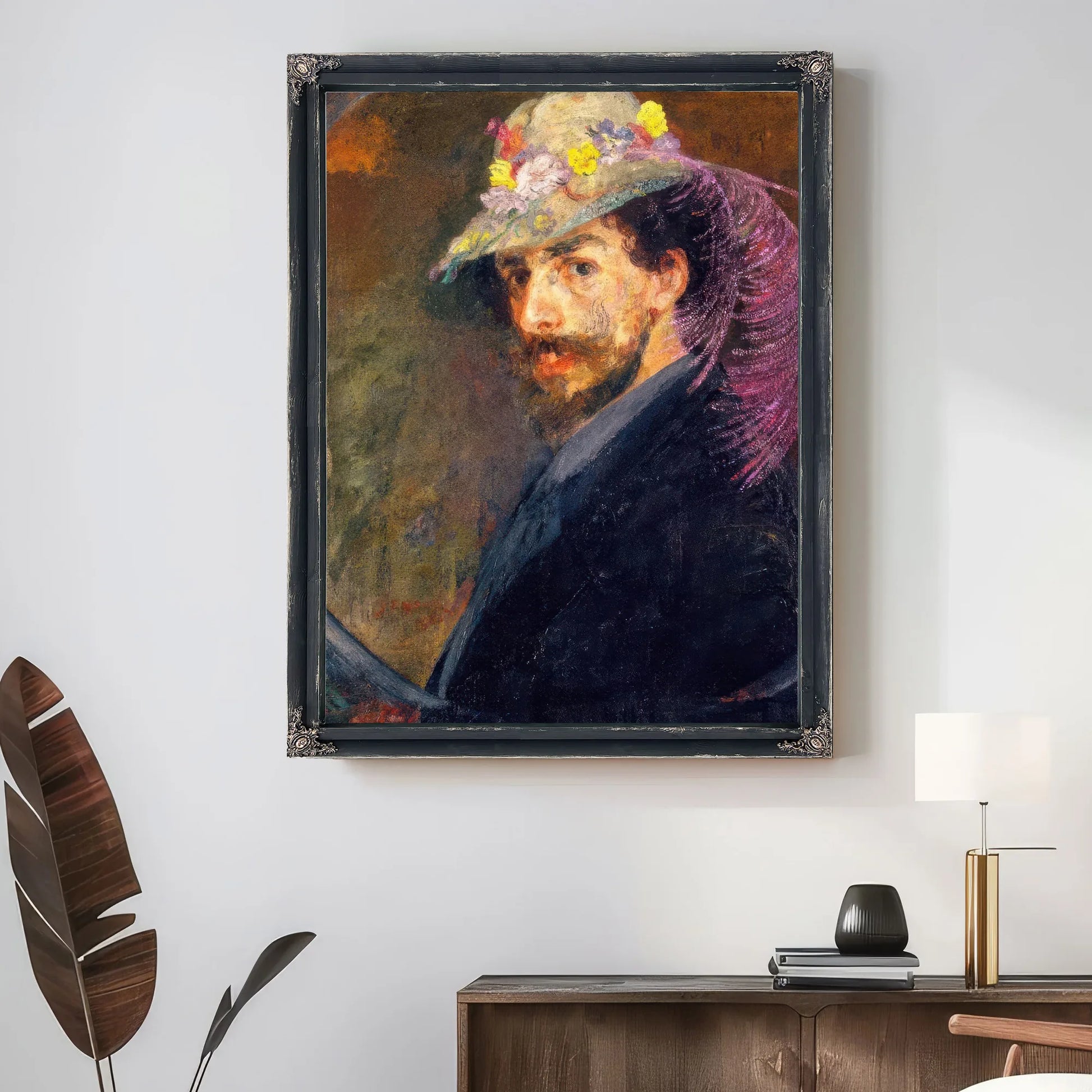 Self Portrait With Flowered Hat By James Ensor Fine Art Print