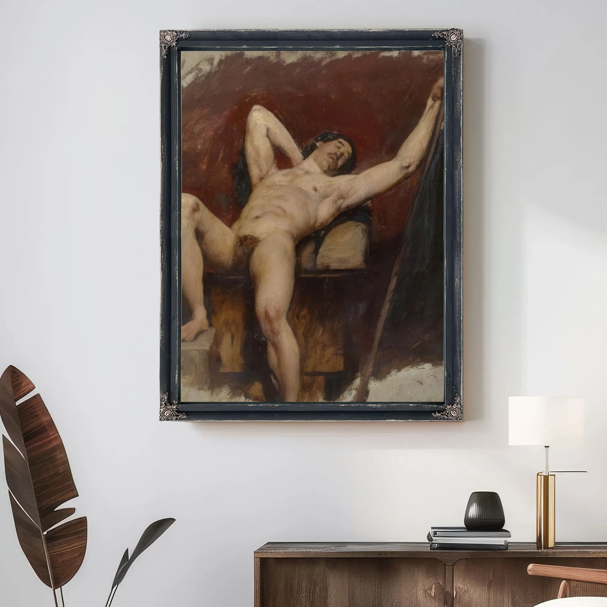 Reclining Male Nude, Raised Right Knee By William Etty Fine Art Print