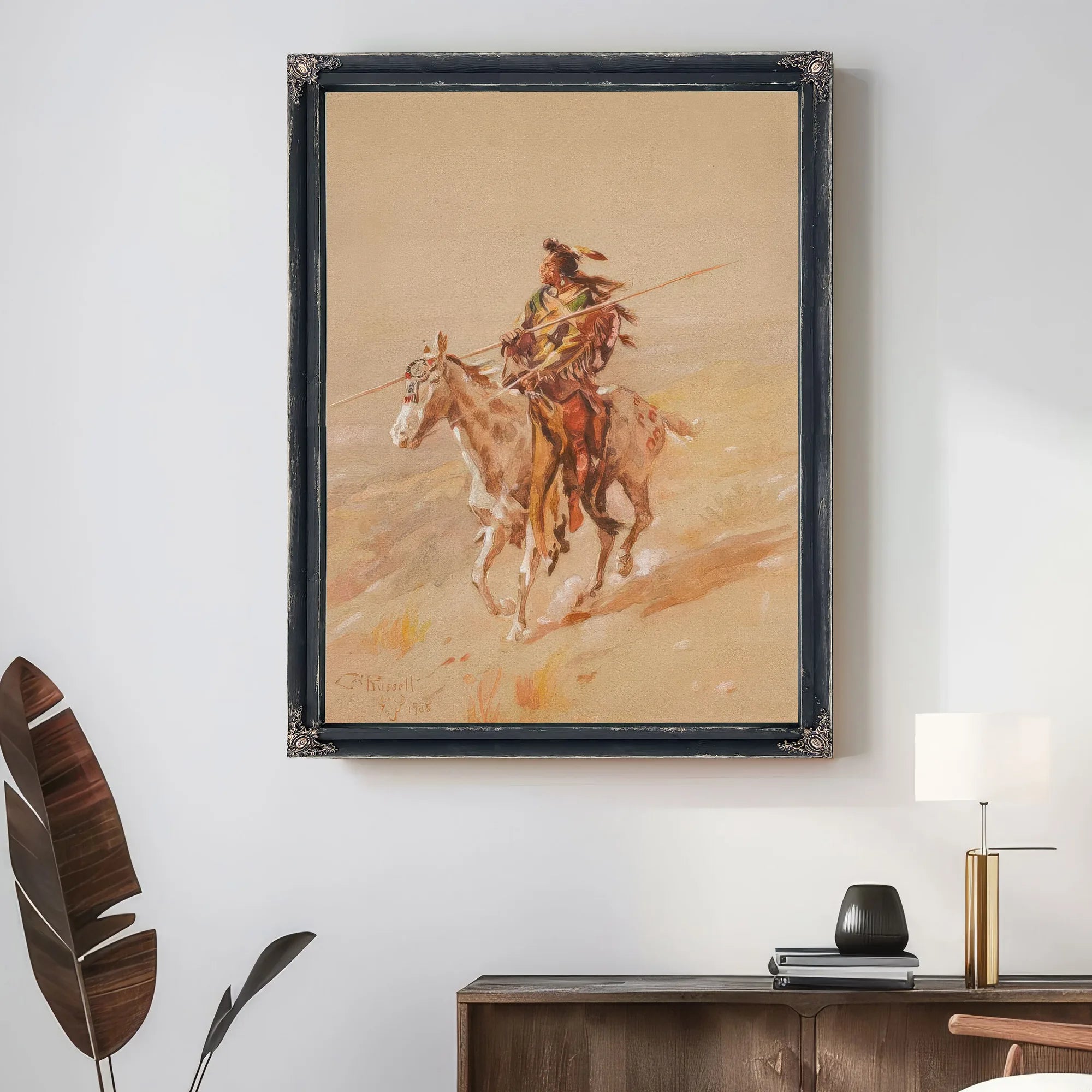 A Crow Chief On Horseback By Charles Marion Russell Fine Art Print