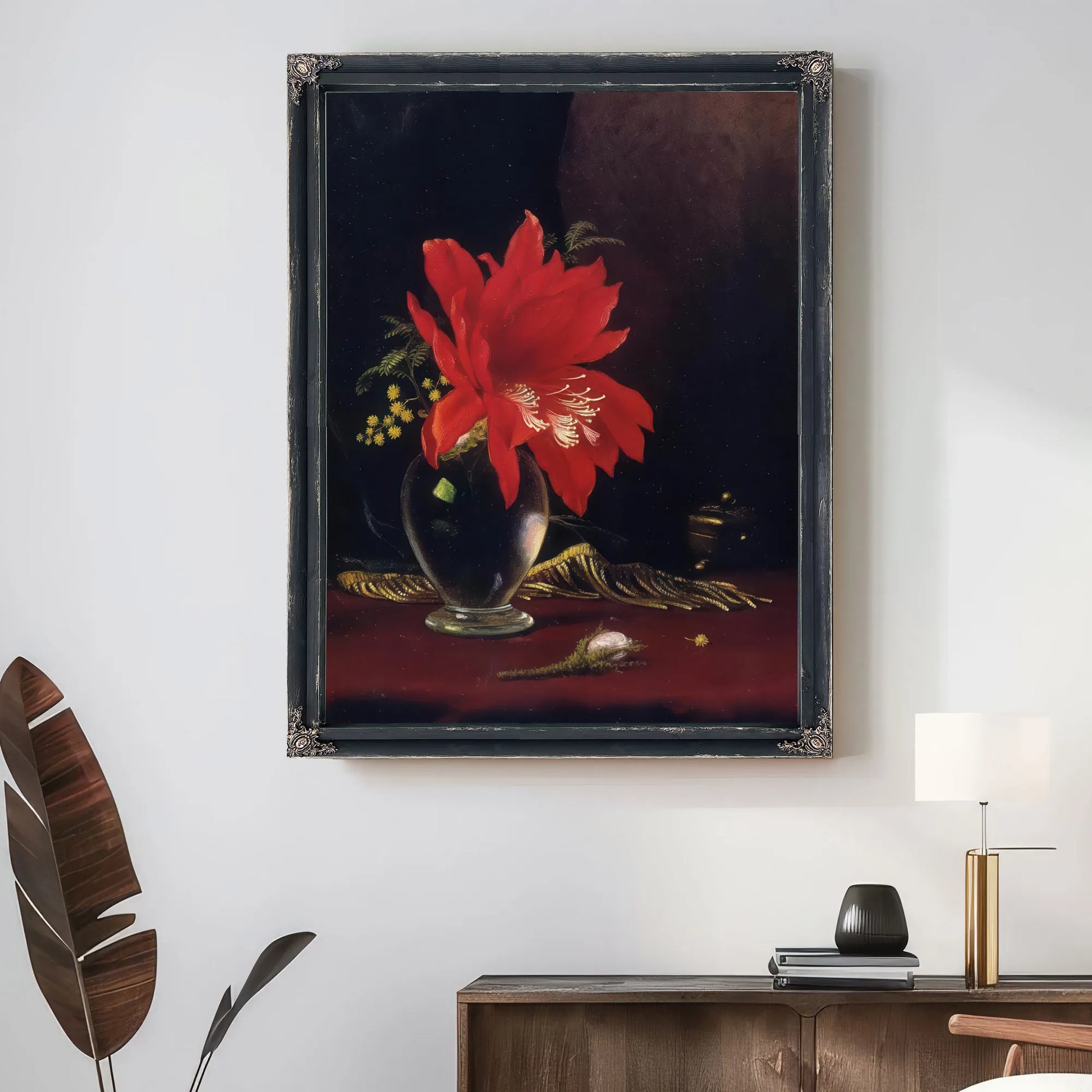 Red Flower In A Vase By Martin Johnson Heade Fine Art Print