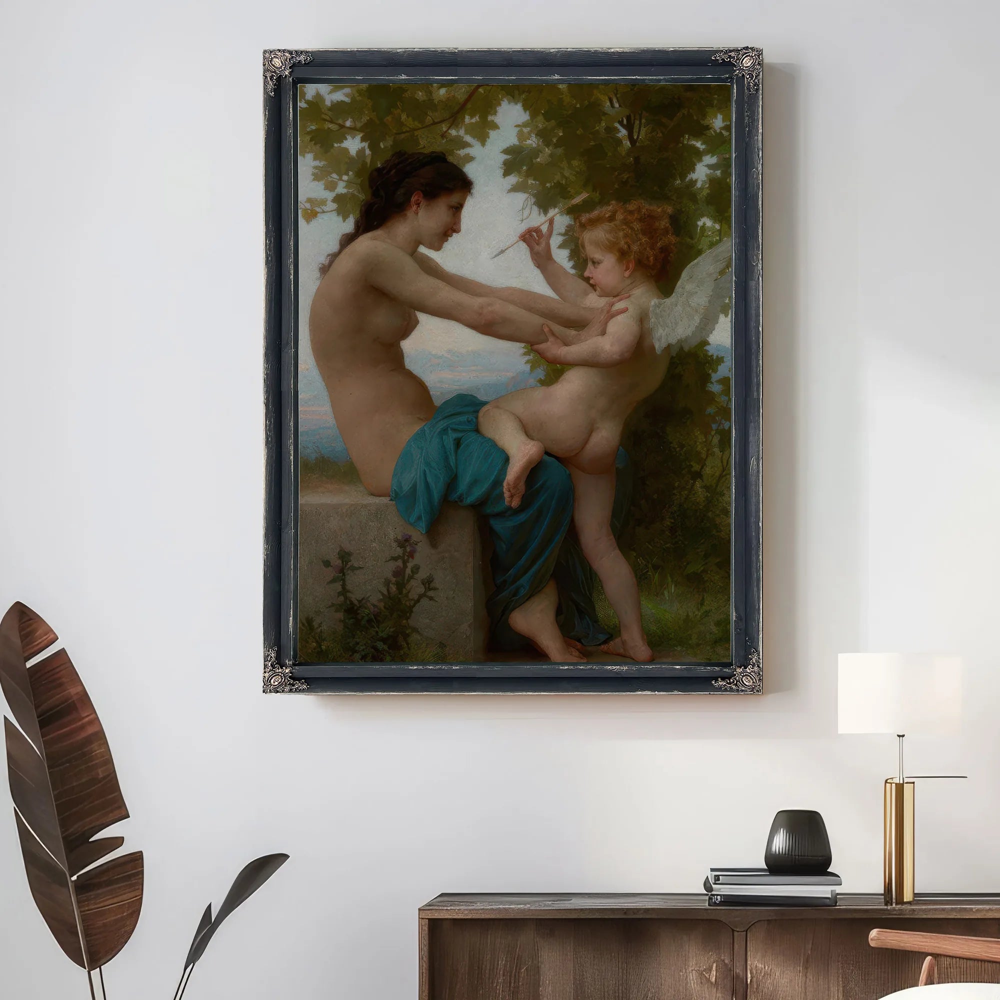 A Young Girl Defending Herself Against Eros By William Adolphe Bouguereau Fine Art Print