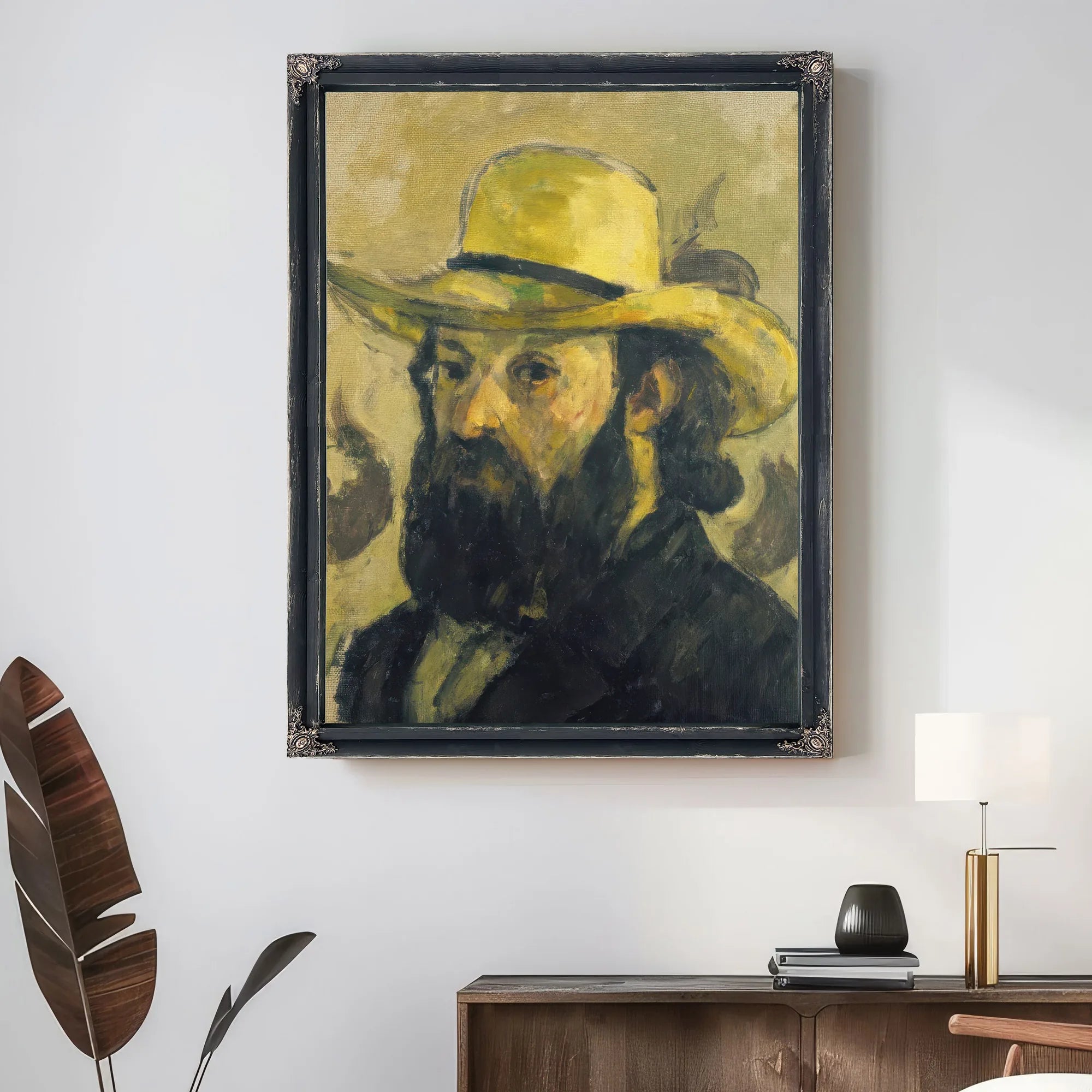 Self Portrait In A Straw Hat By Paul Cezanne Fine Art Print