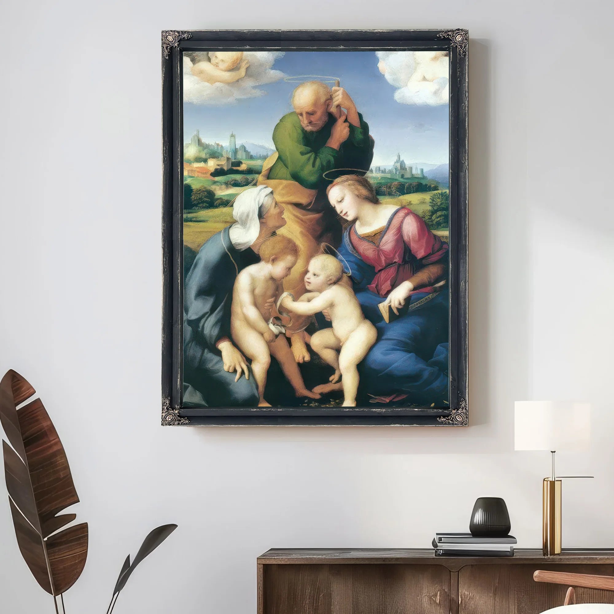 The Virgin Joseph And Elizabeth With Jesus And John By Raphael Fine Art Print