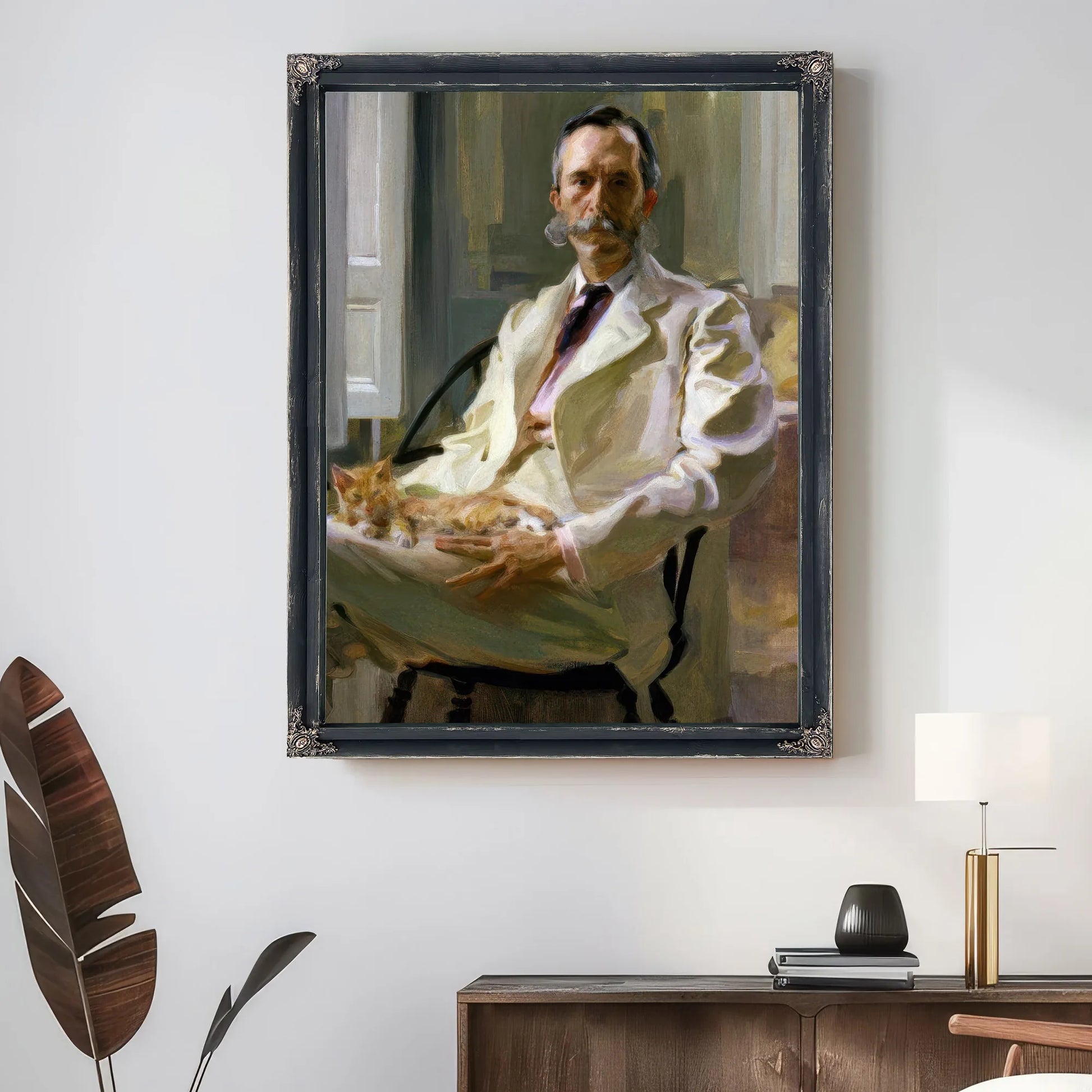 Man With The Cat Portrait Of Henry Sturgis Drinker 1898 By Cecilia Beaux Fine Art Print