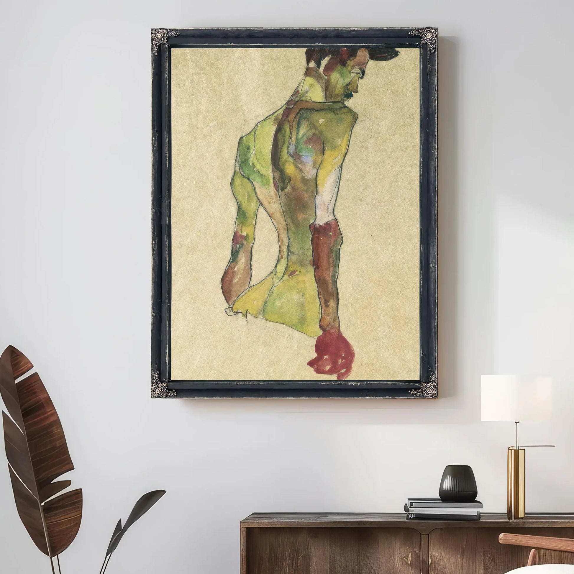 Male Nude In Profile Facing Right By Egon Schiele Fine Art Print