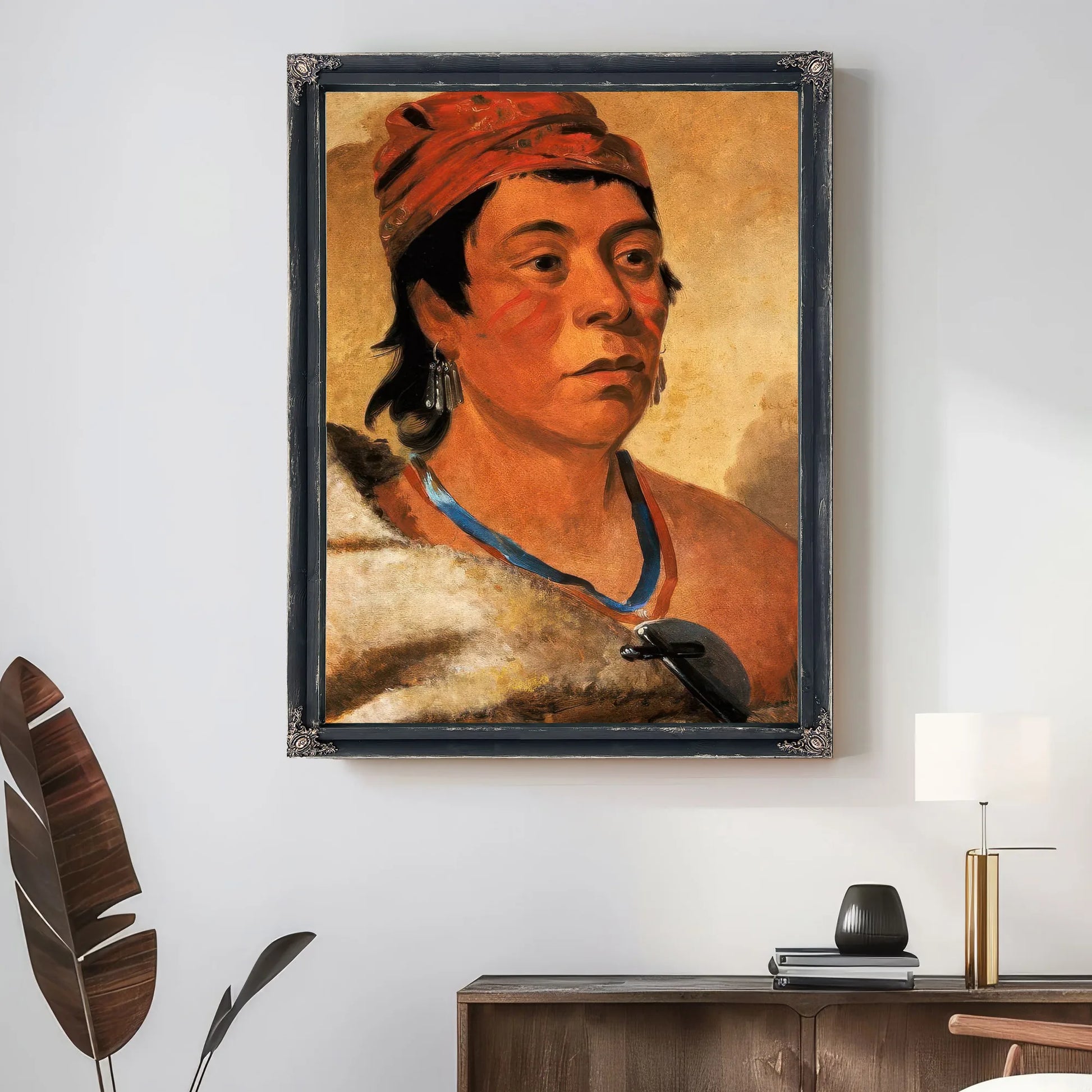 Round Island, A Warrior By George Catlin Fine Art Print
