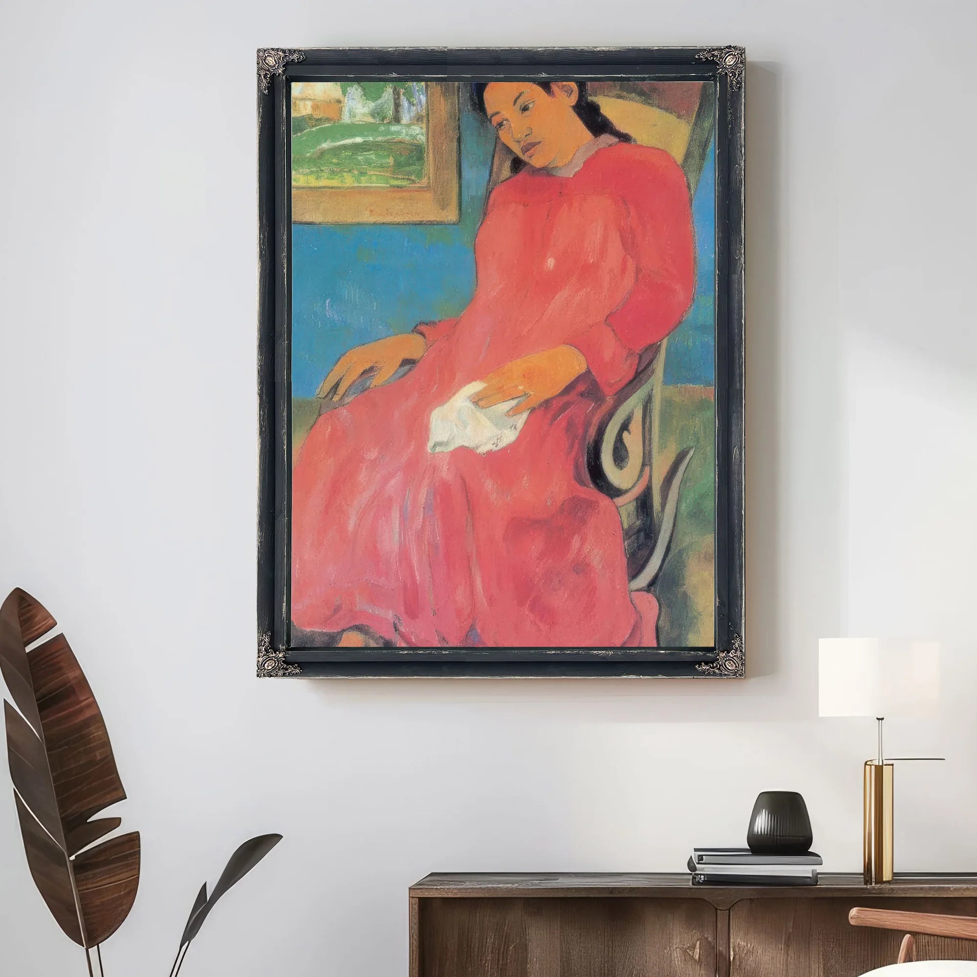 Faaturama ( Woman With A Red Dress) By Paul Gauguin Fine Art Print