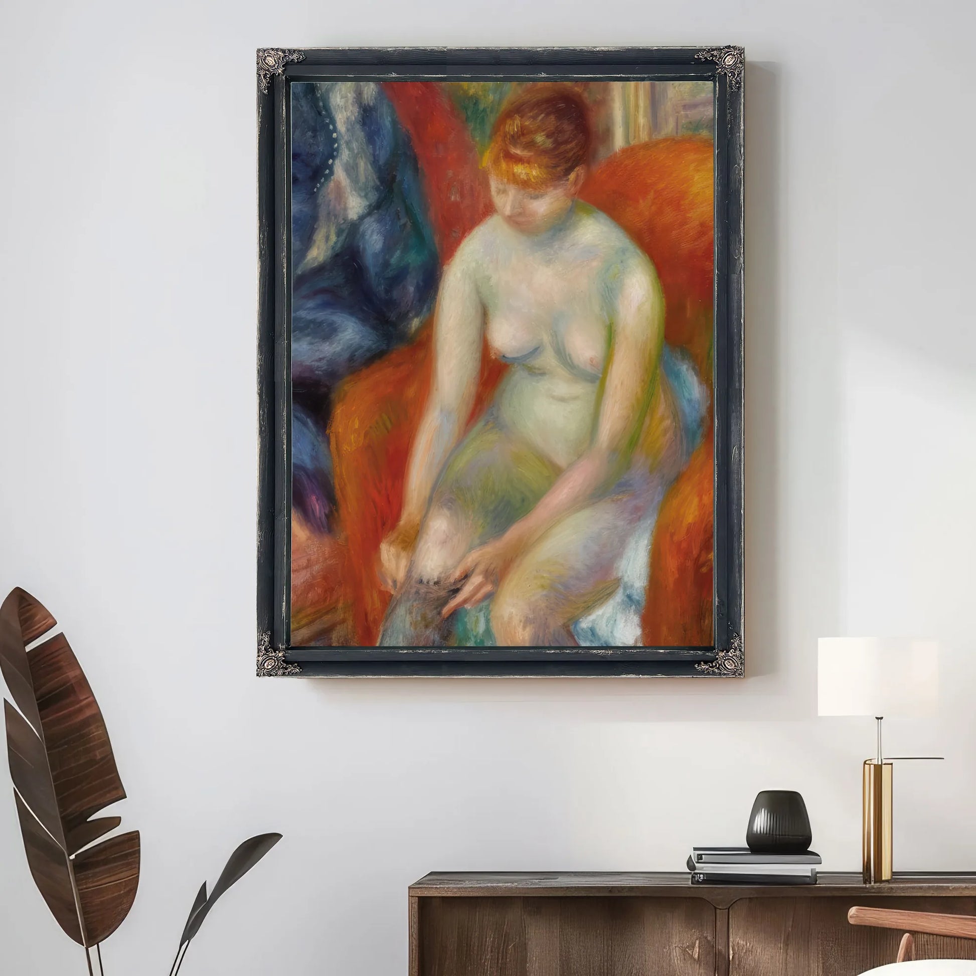 Nude Pulling On Stocking Nude With Red Hair Circa 1925 By Everett Shinn Fine Art Print