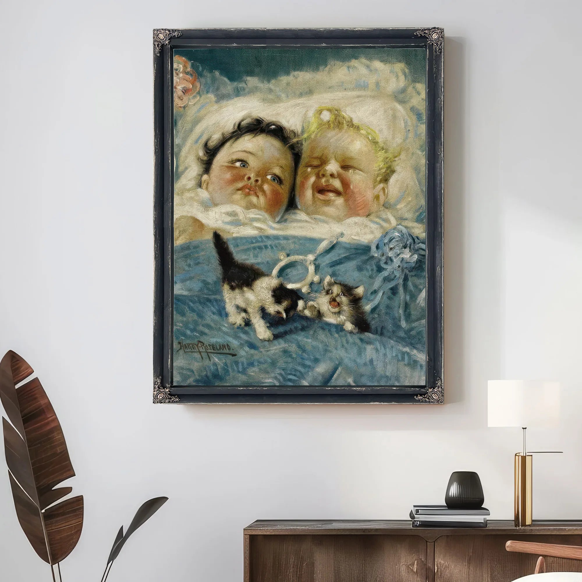 Sunshine And Rain Two Babies By Harry Roseland Fine Art Print
