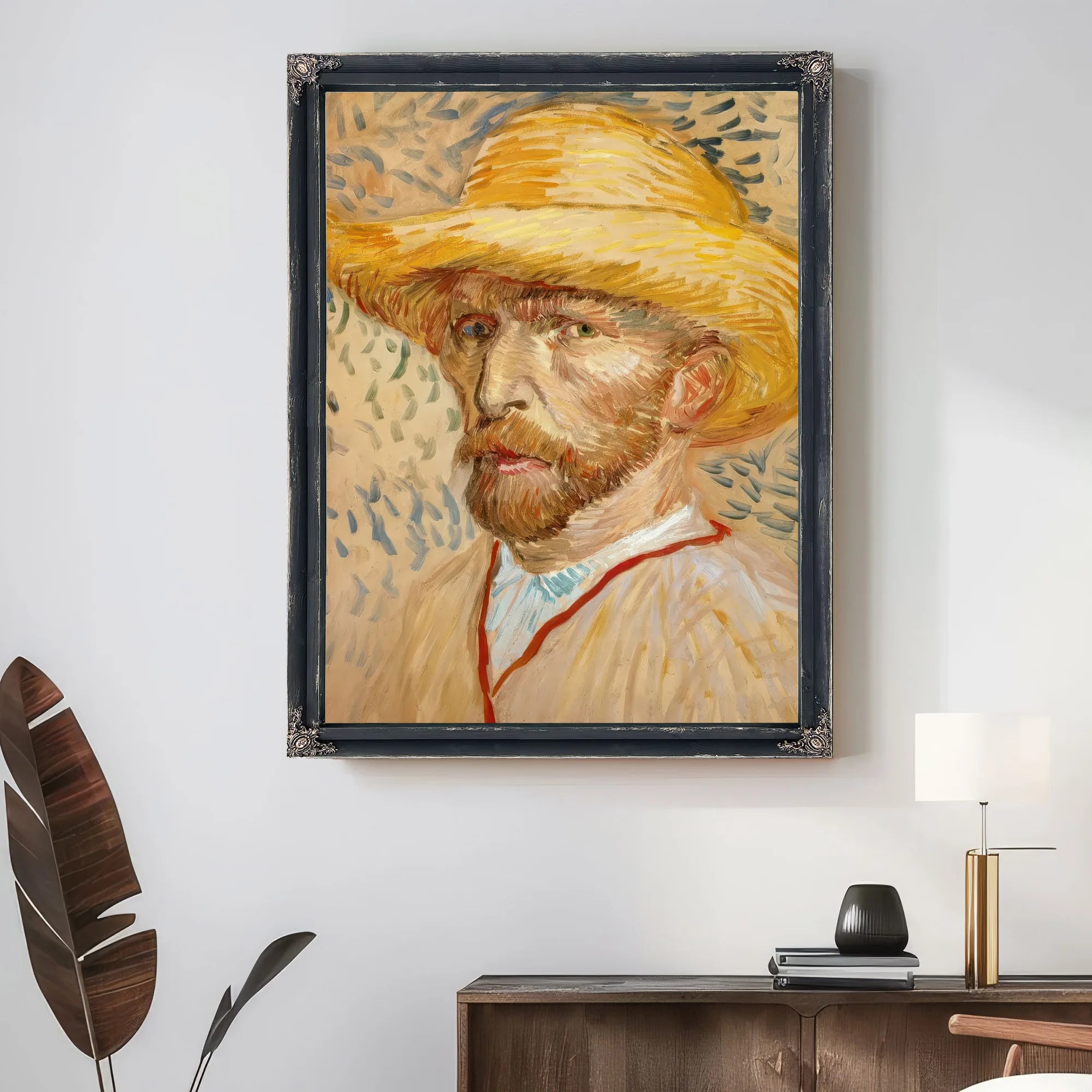 Self Portrait With Straw Hat By Vincent Van Gogh Fine Art Print
