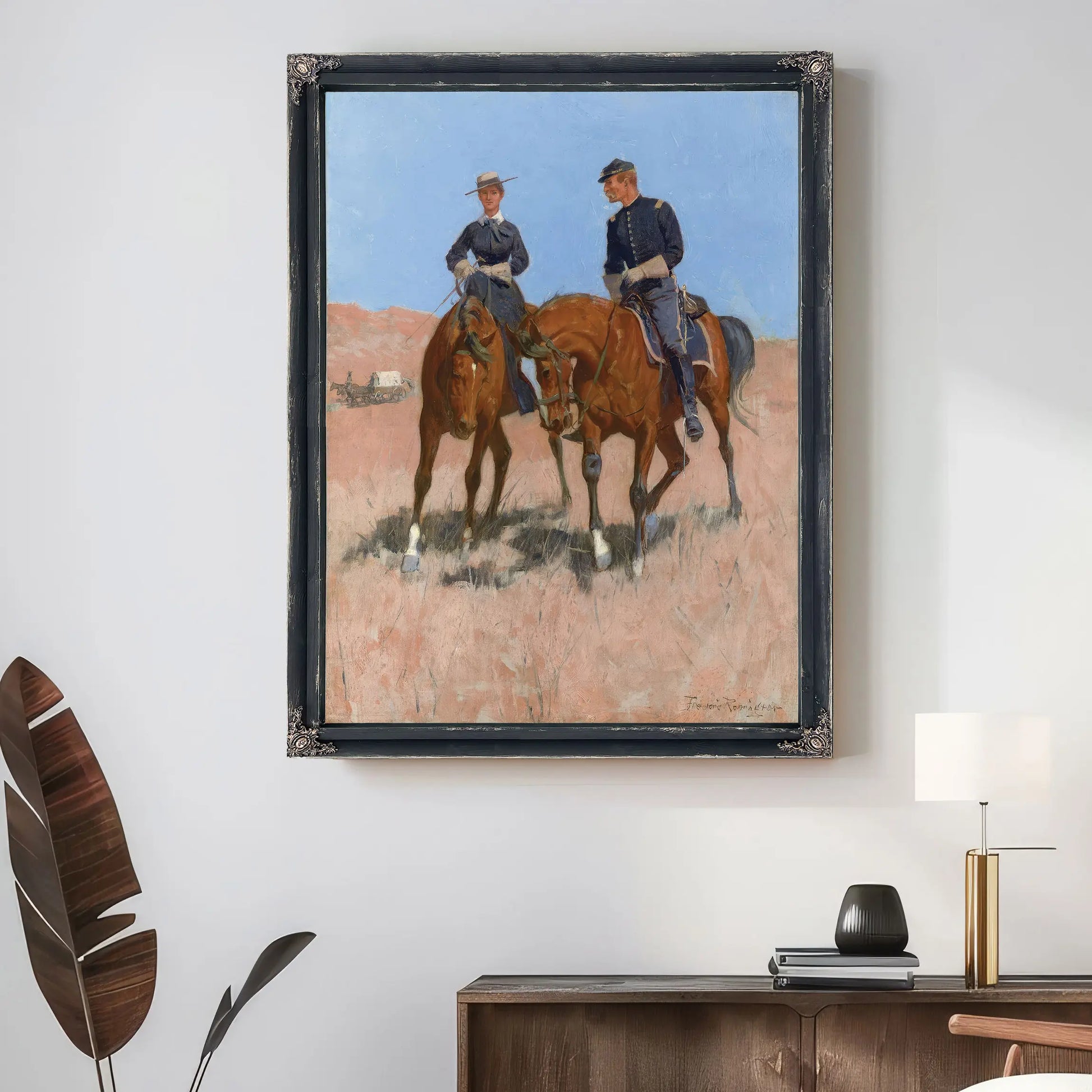 Belle Mckeever And Lt Edgar Wheelock C by Frederic Remington