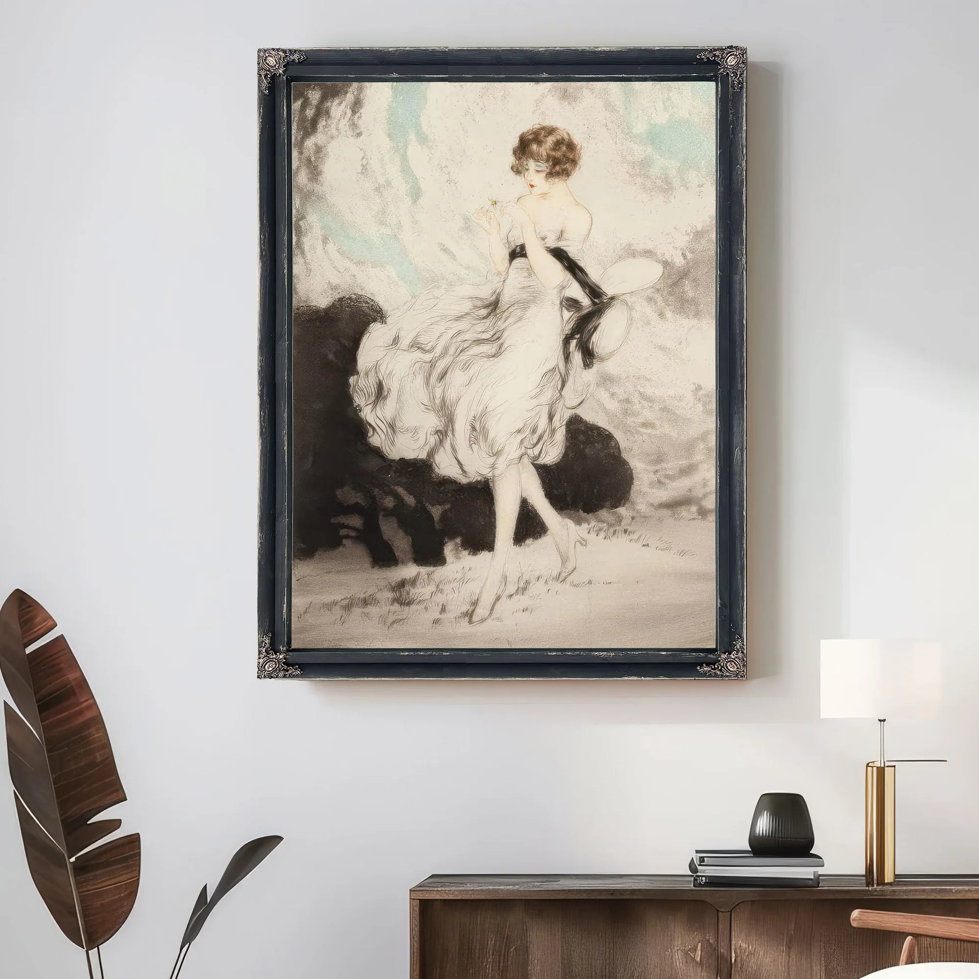 Lady With A Daisy By Louis Icart Fine Art Print