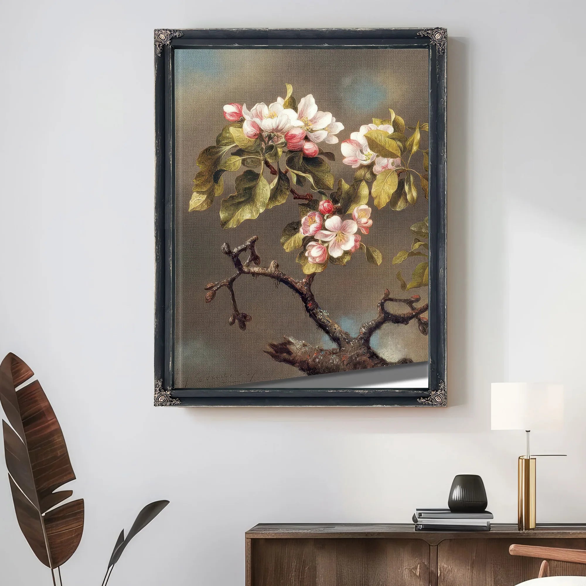 Branch Of Apple Blossoms Against A Cloudy Sky By Martin Johnson Heade Fine Art Print
