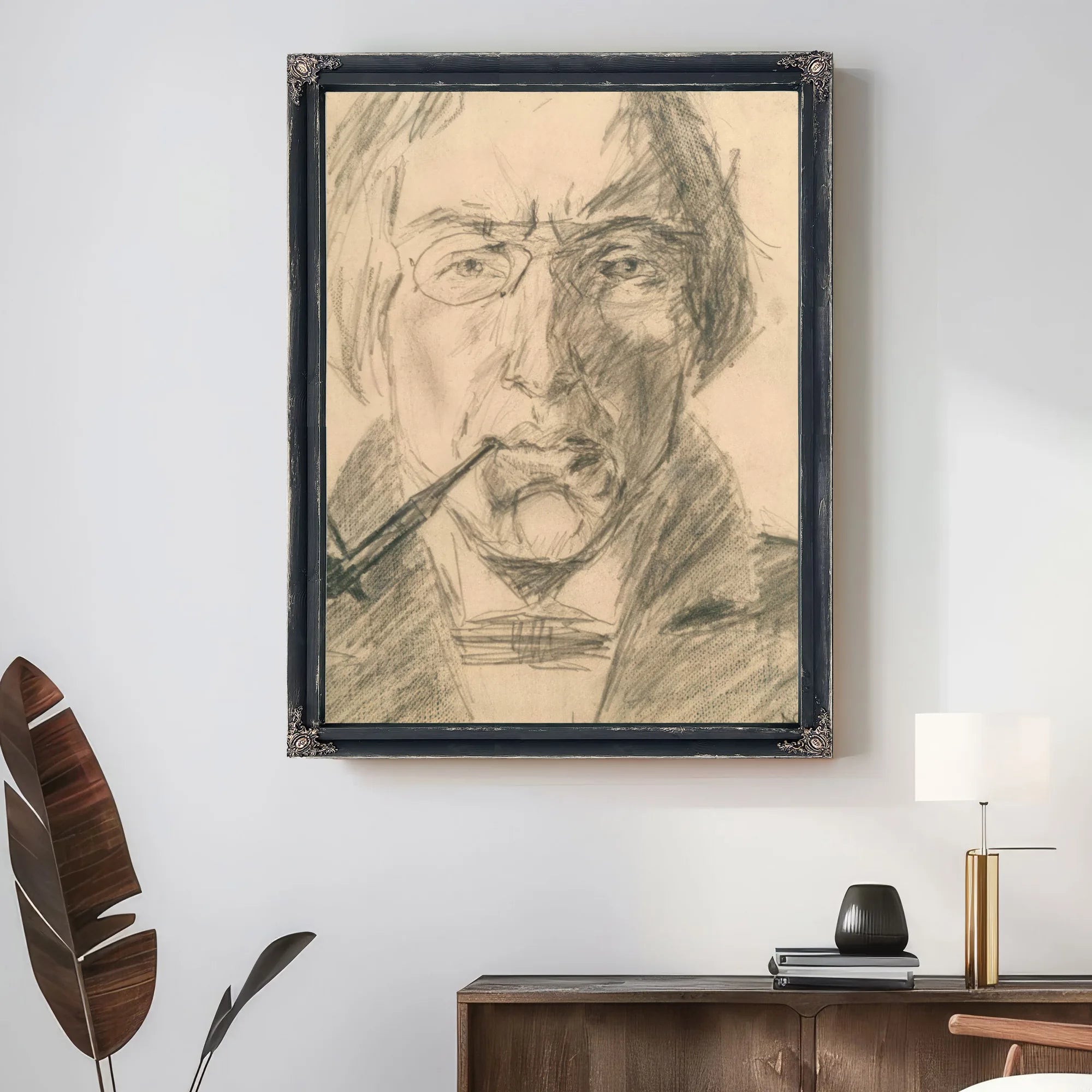 Self Portrait With Pipe By Nicolai Astrup Fine Art Print