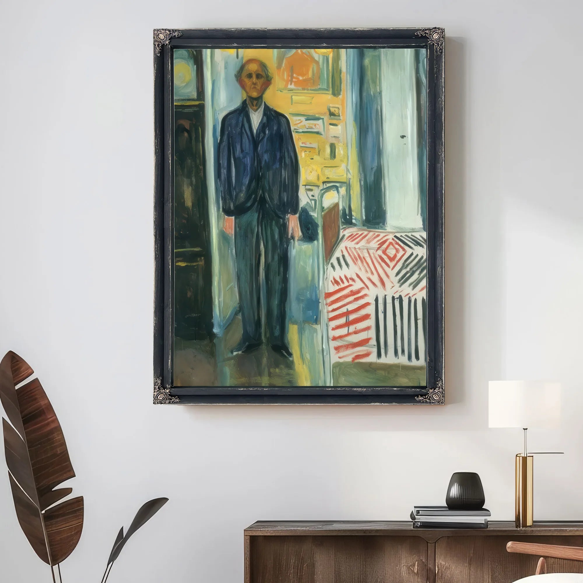 Self Portrait Between Clock And Bed 194042 By Edvard Munch Fine Art Print