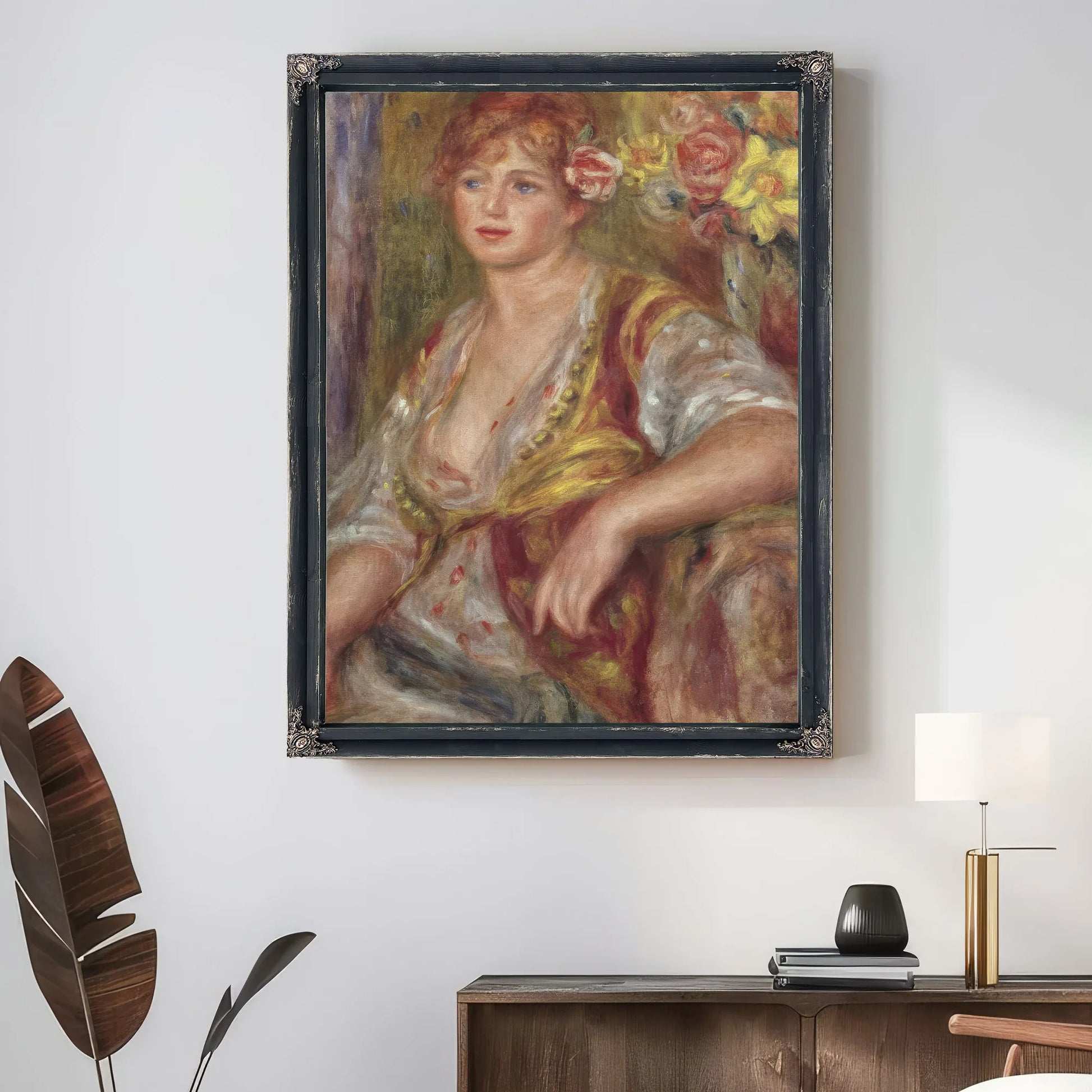 Blonde Woman With A Rose By Pierre Auguste Renoir Fine Art Print