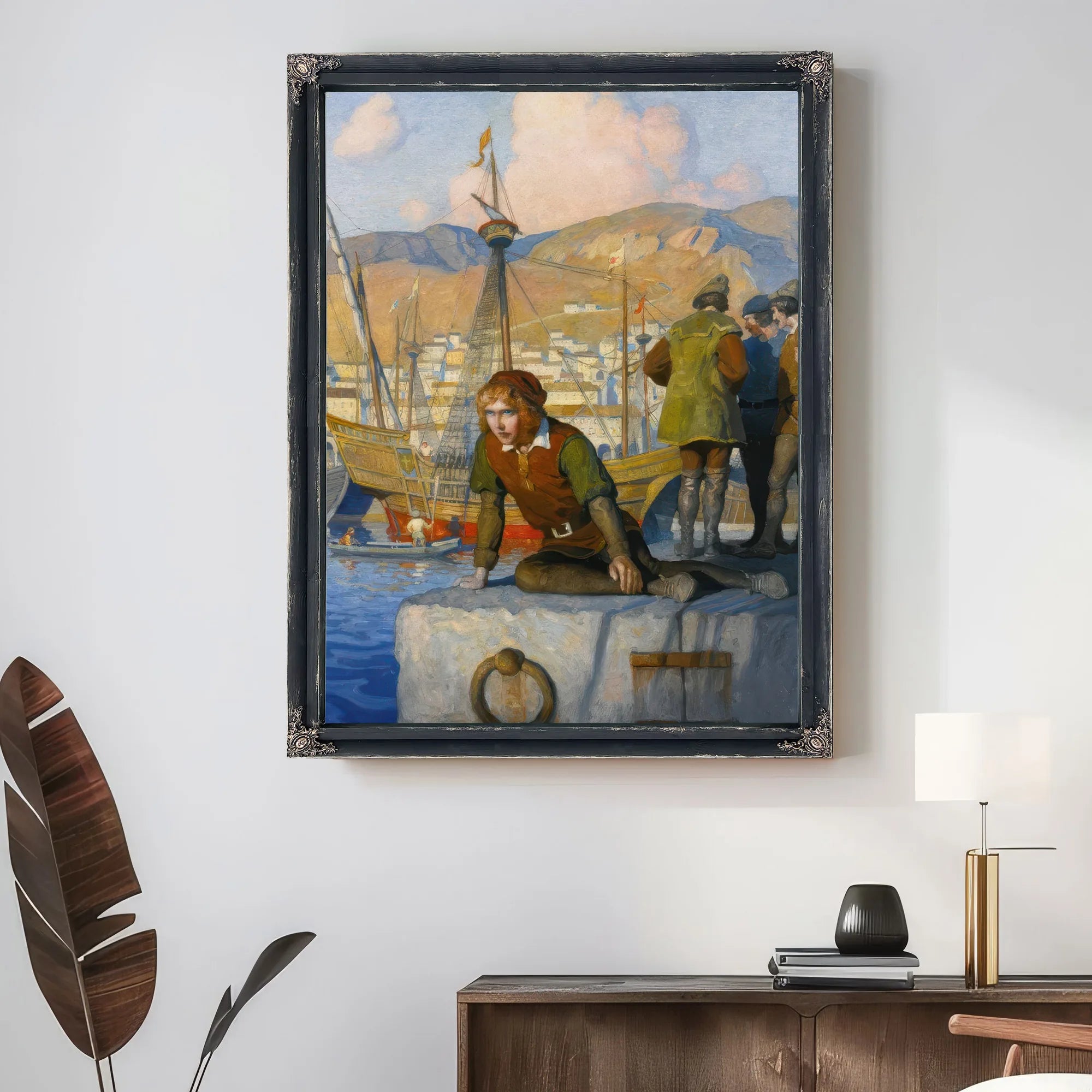 The Boy Columbus On The Wharf At Genoa By NC Wyeth Fine Art Print