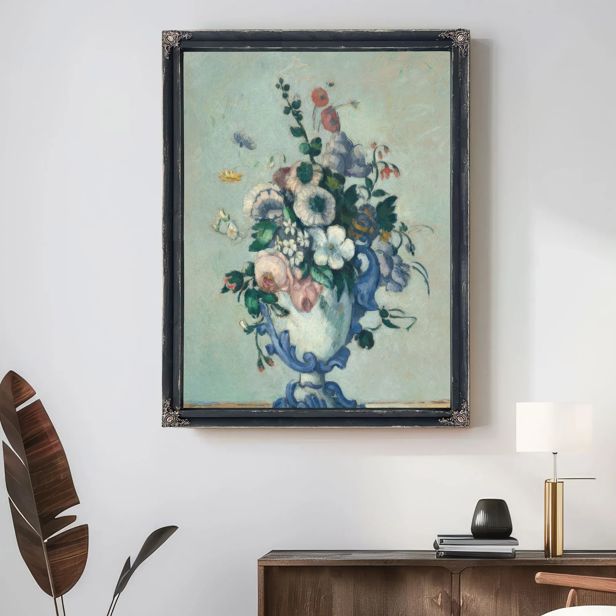 Flowers In A Rococo Vase By Paul Cezanne Fine Art Print