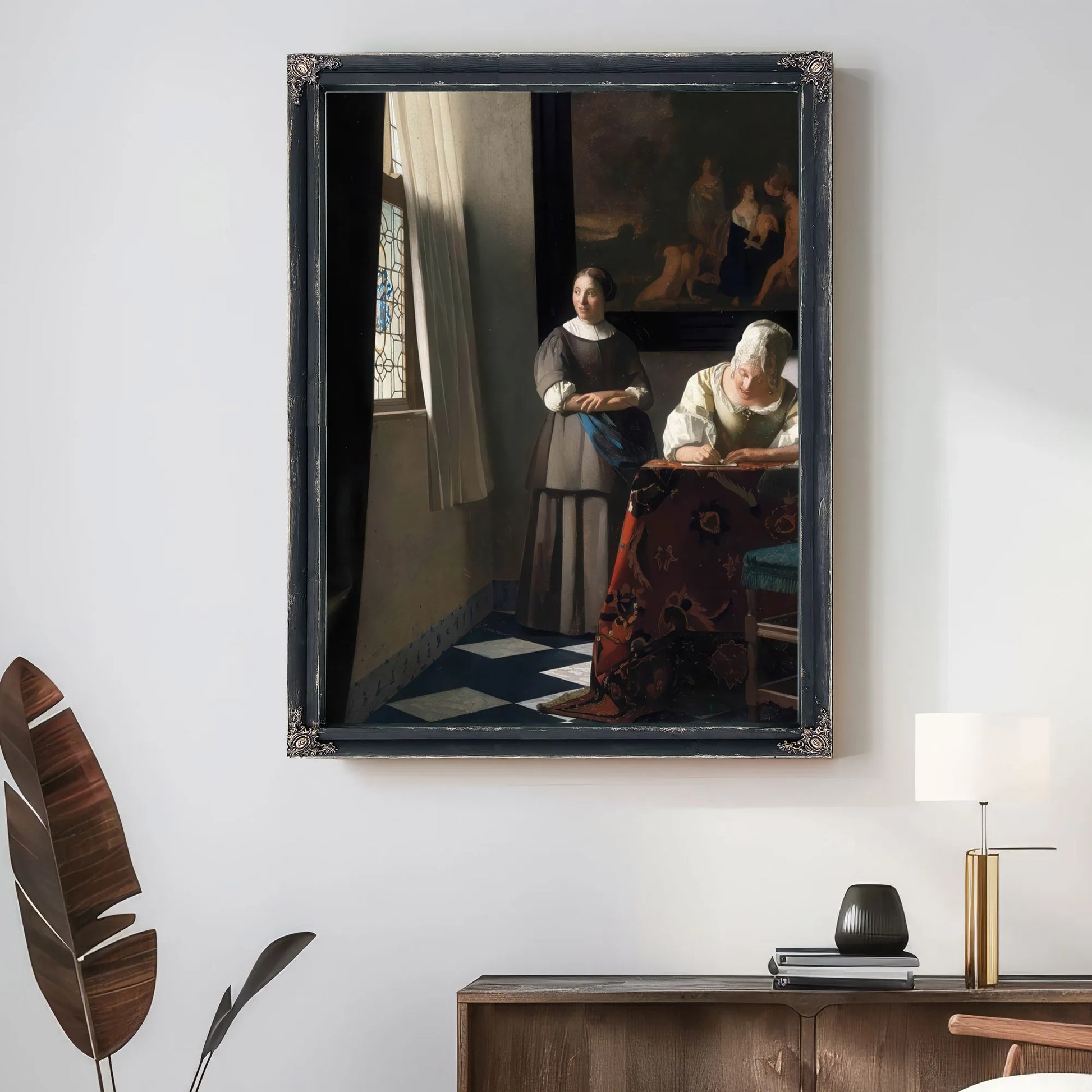 A Woman Writing A Letter With Her Maidservant 1671 By Johannes Vermeer Fine Art Print