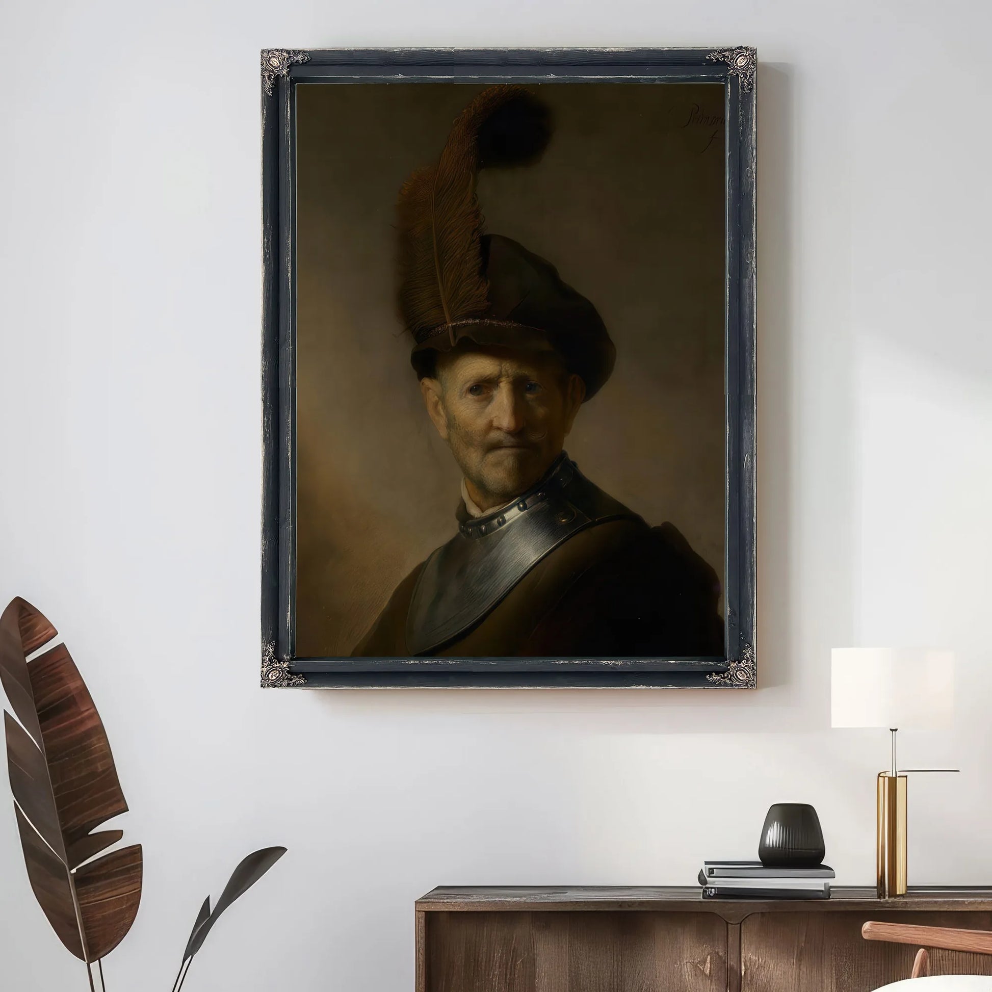 An Old Man In Military Costume By Rembrandt Fine Art Print