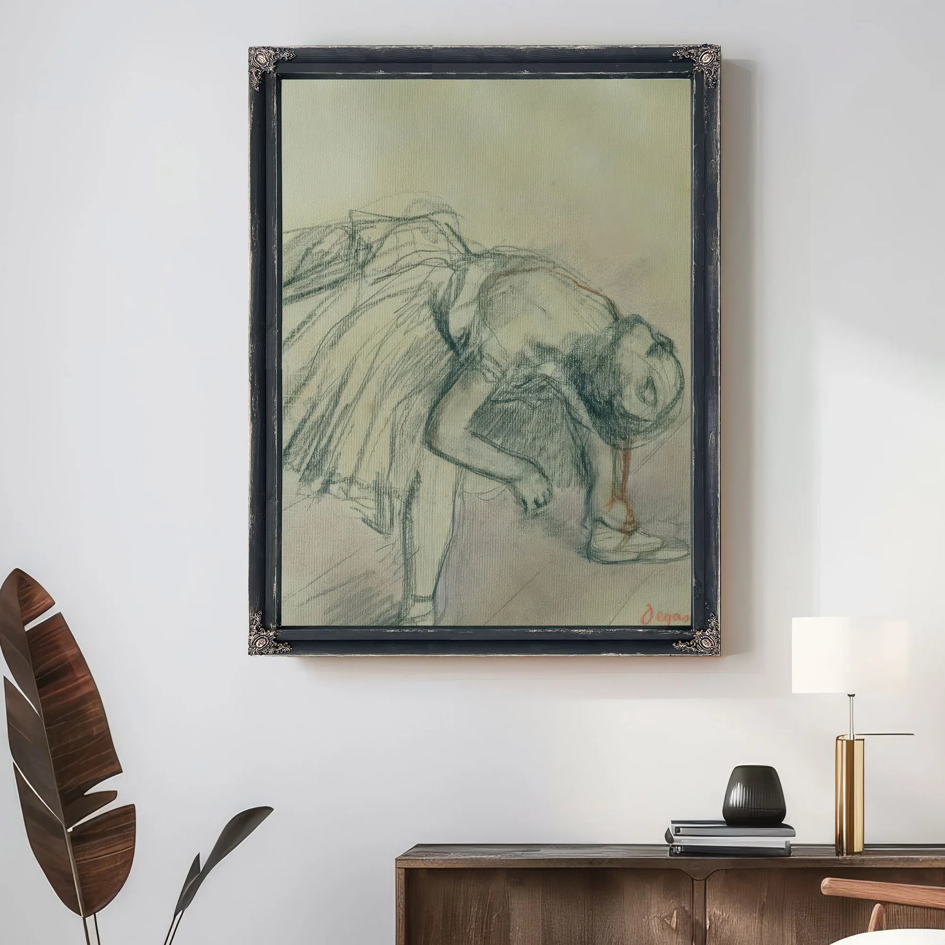 Dancer Fixing Her Slipper By Edgar Degas Fine Art Print
