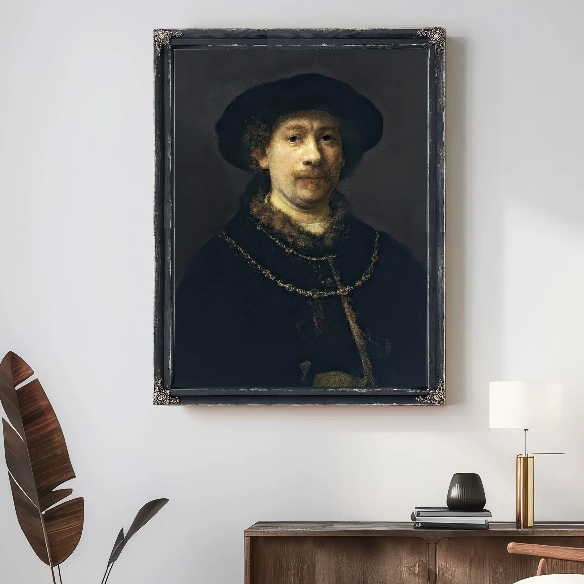 Self Portrait With A Hat And Two Chains By Rembrandt Fine Art Print