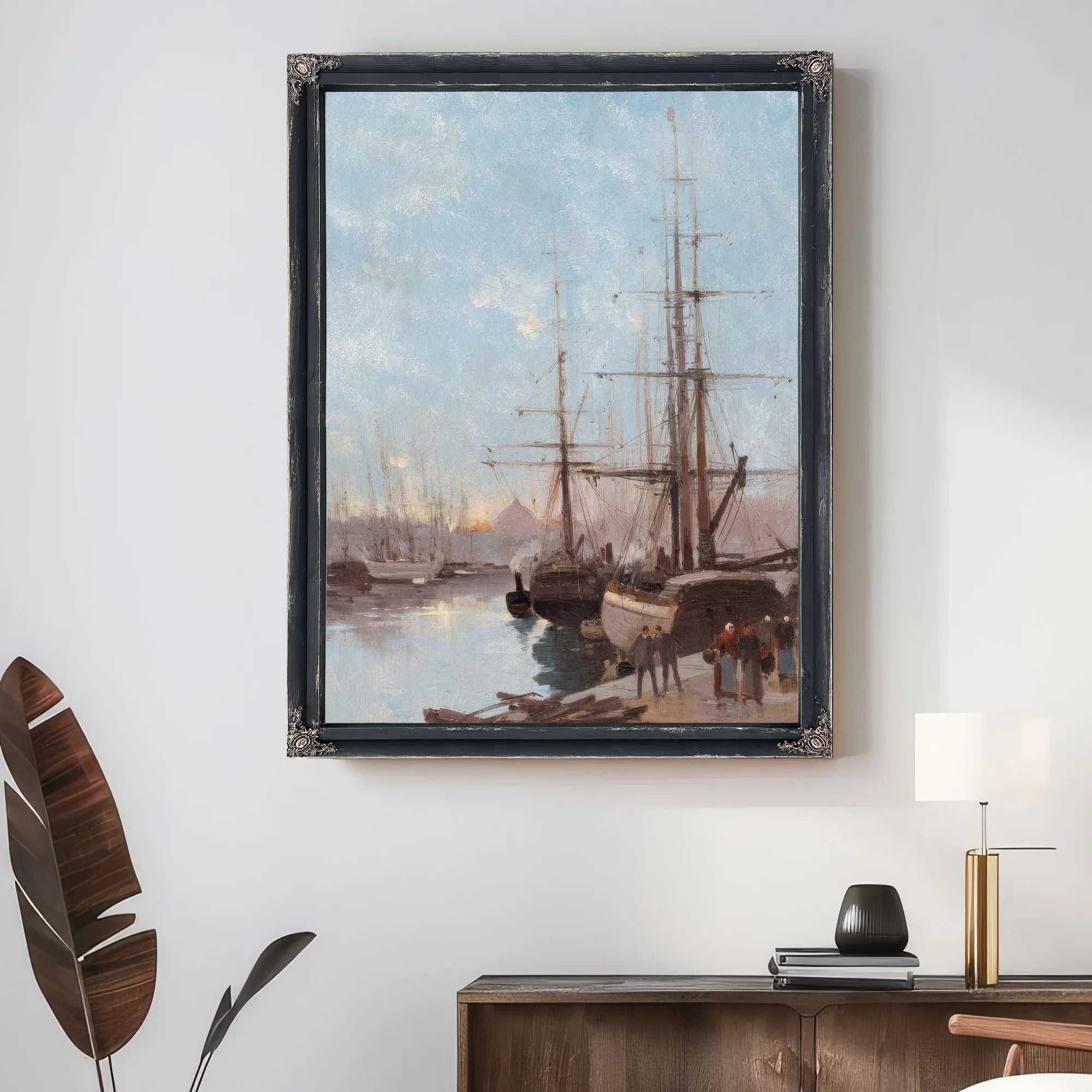Harbor Scene By Eugene Galien Laloue Fine Art Print