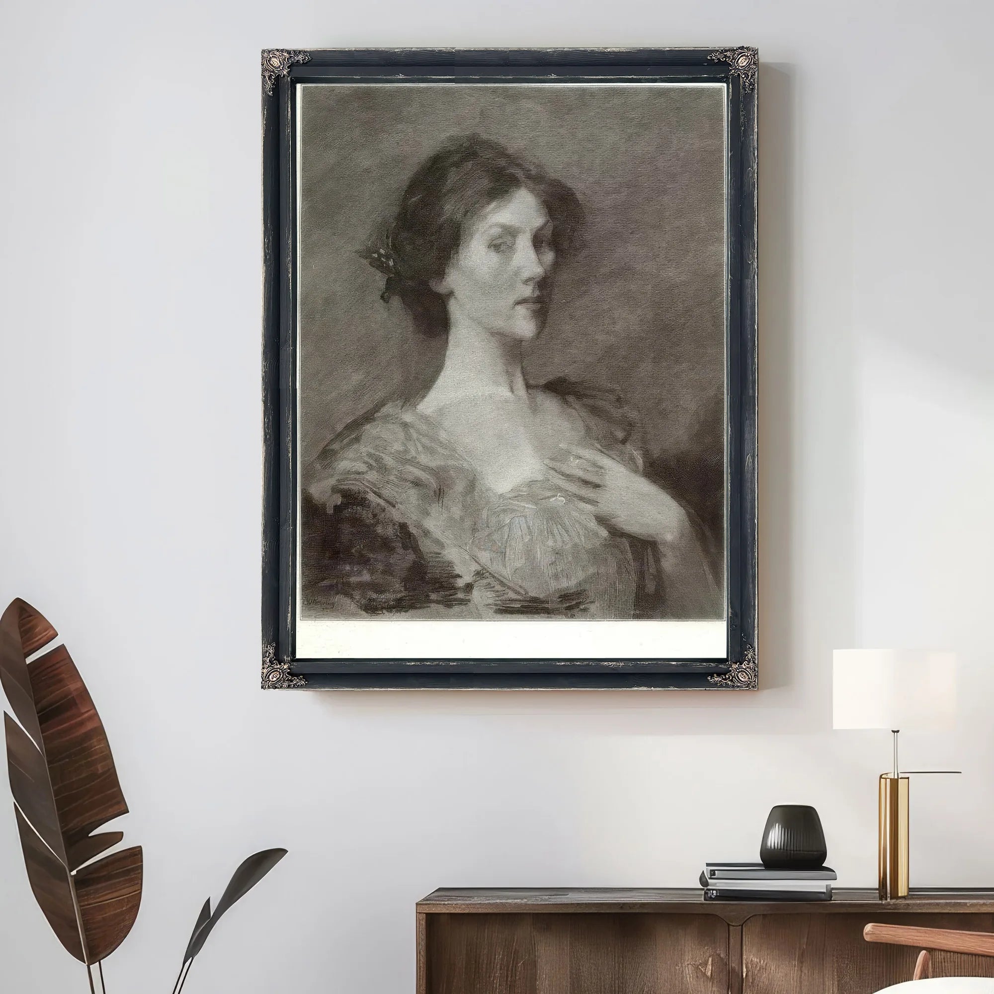 A Head By Thomas Wilmer Dewing Fine Art Print