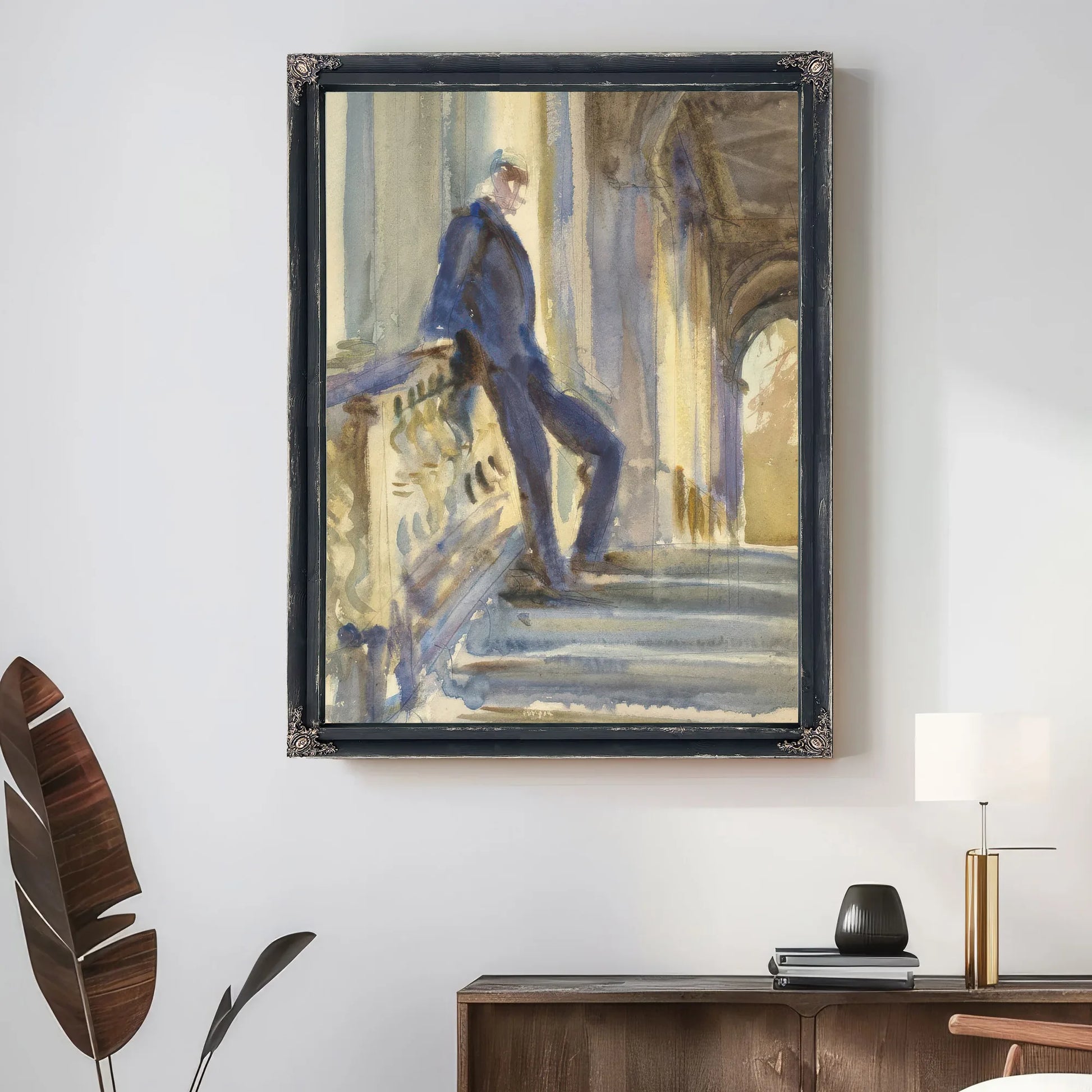Sir Neville Wilkenson On The Steps Of A Venetian Palazzo By John Singer Sargent Fine Art Print