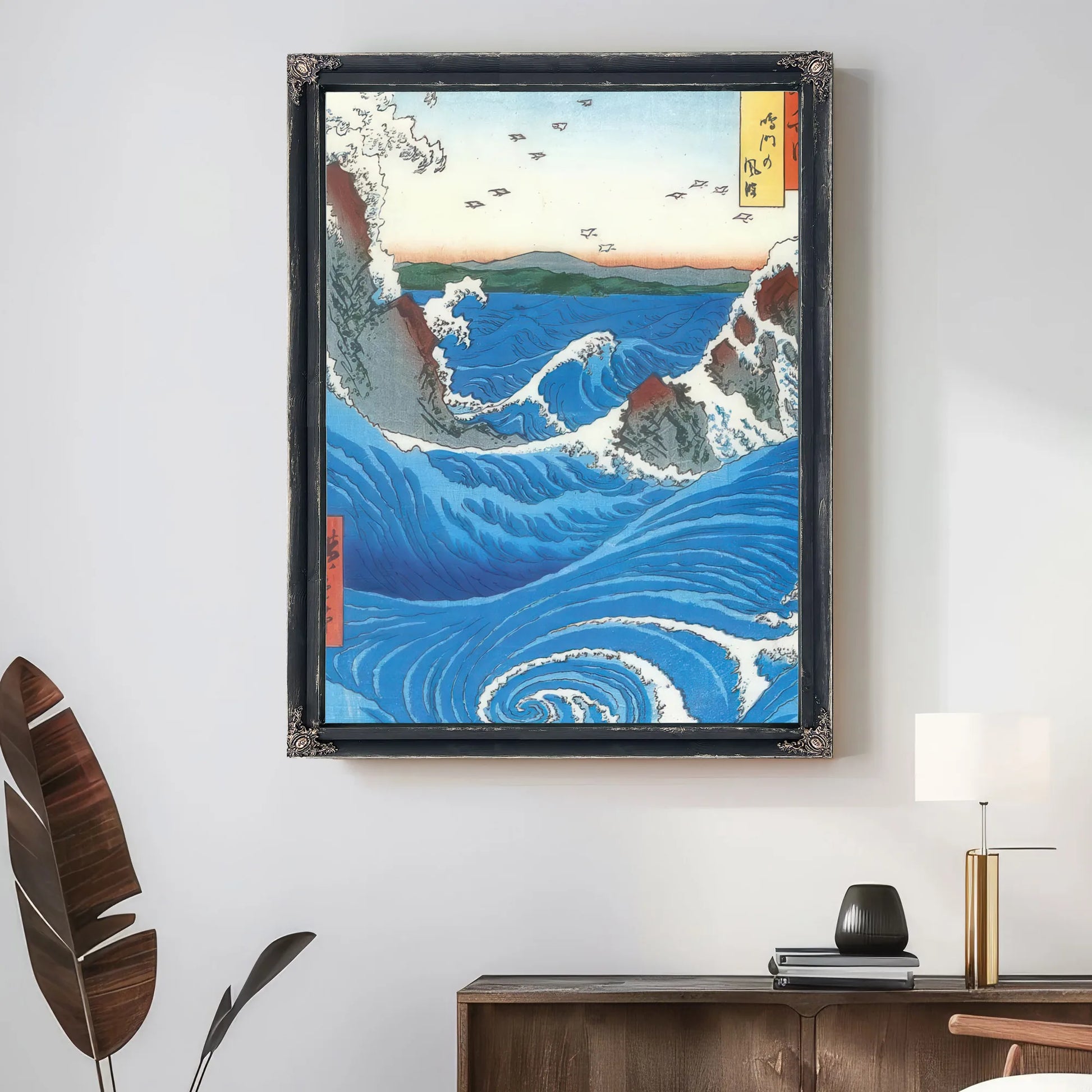 Wild Sea Breaking On The Rocks By Hiroshige Fine Art Print