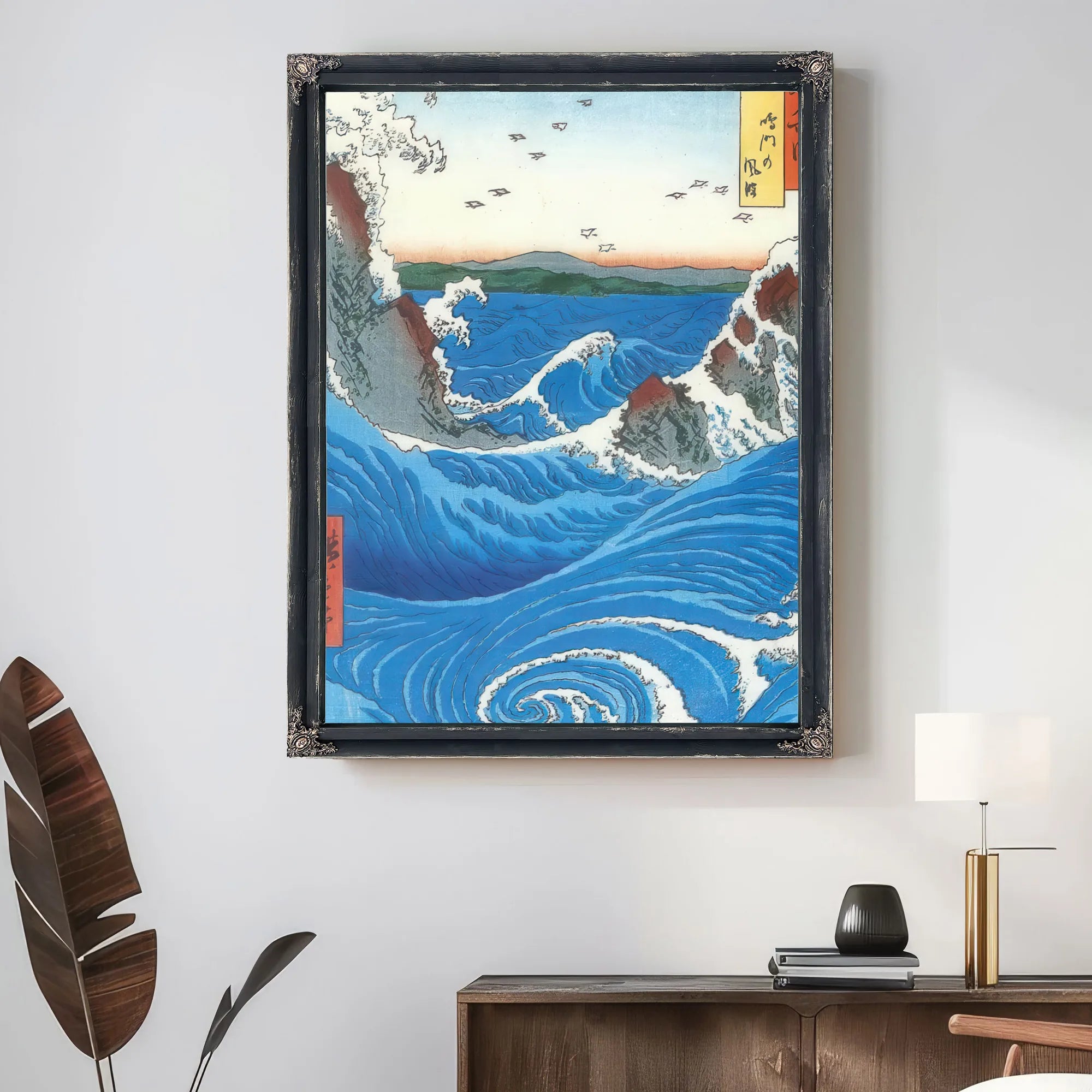 Wild Sea Breaking On The Rocks By Hiroshige Fine Art Print
