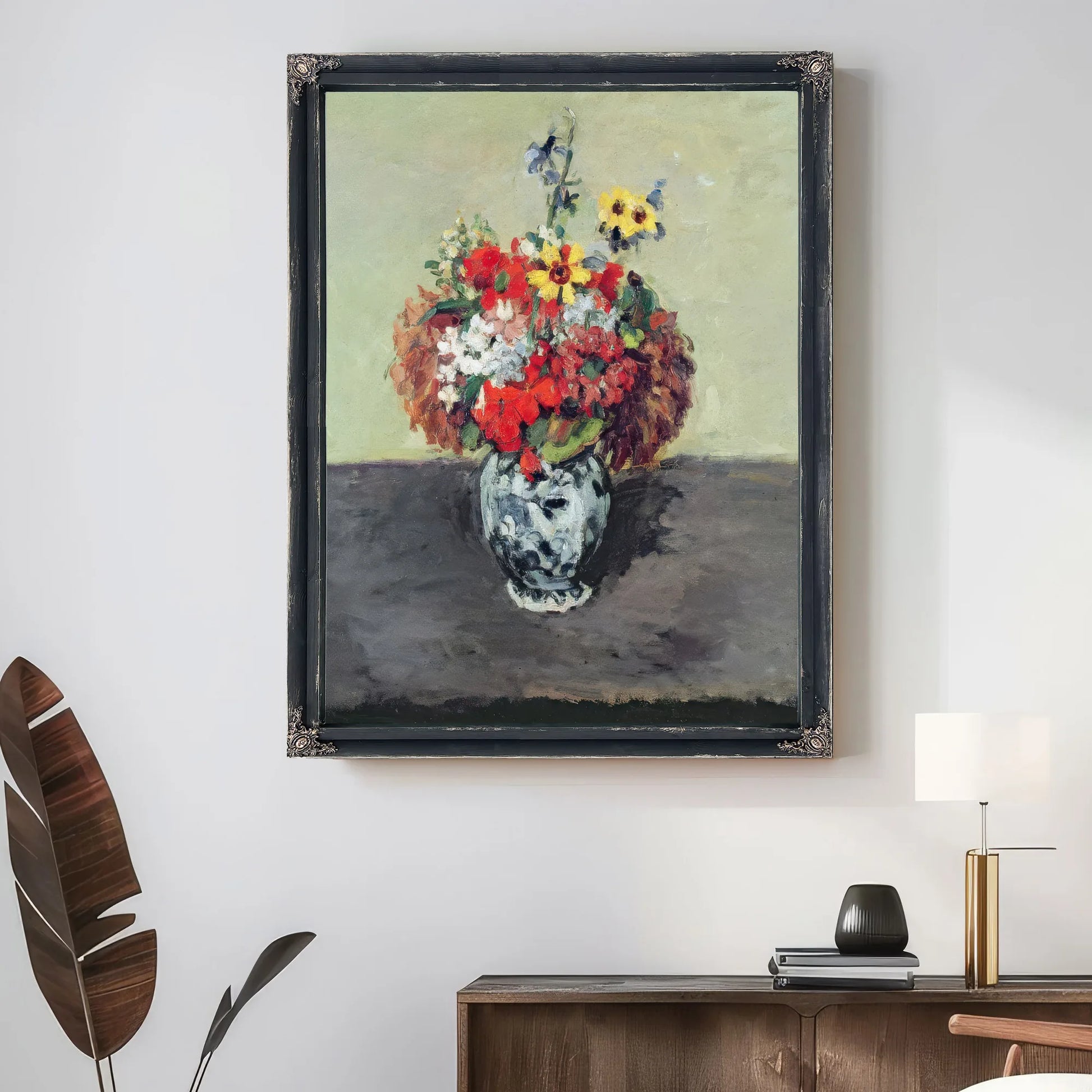 Flowers In A Delft Vase By Paul Cezanne Fine Art Print