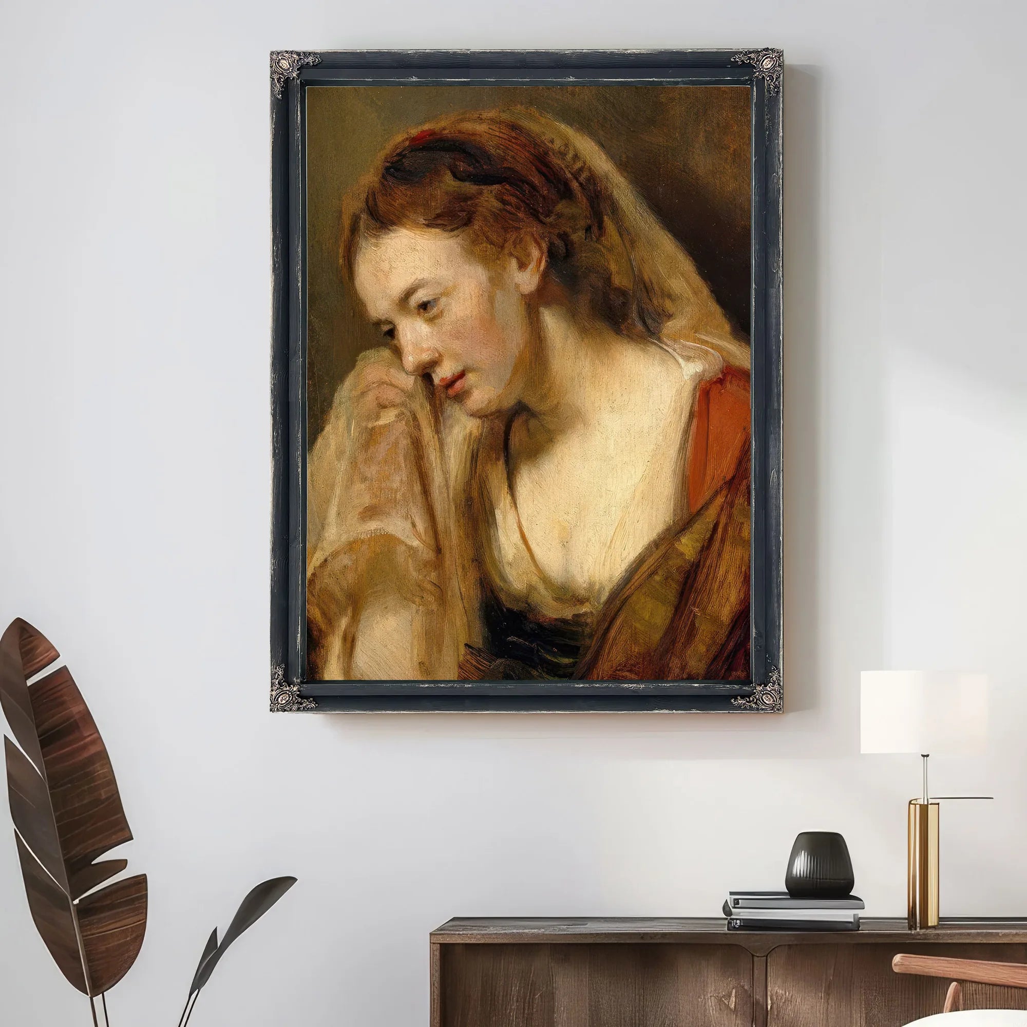 A Weeping Woman By Rembrandt Fine Art Print