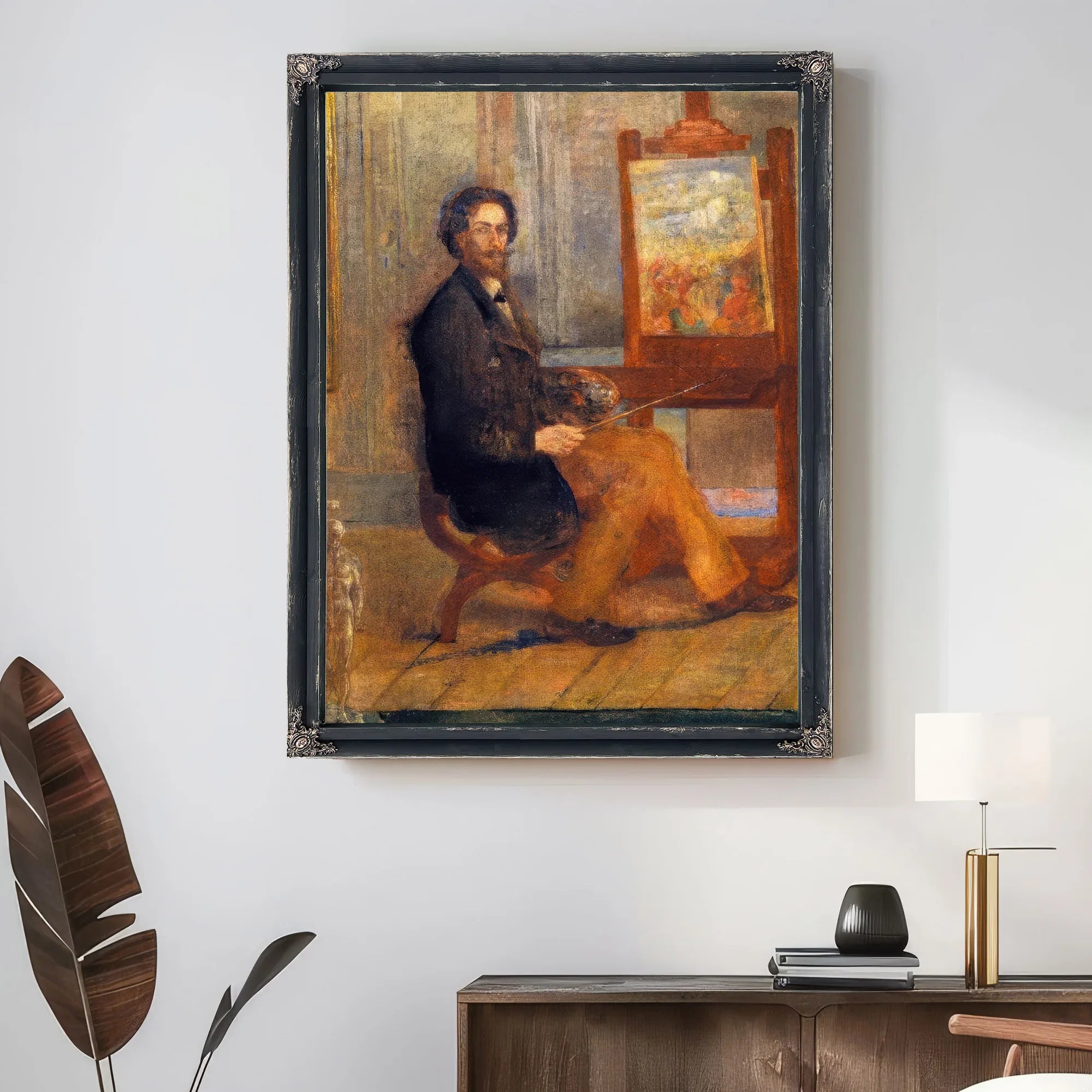 Self Portrait At The Easel By James Ensor Fine Art Print
