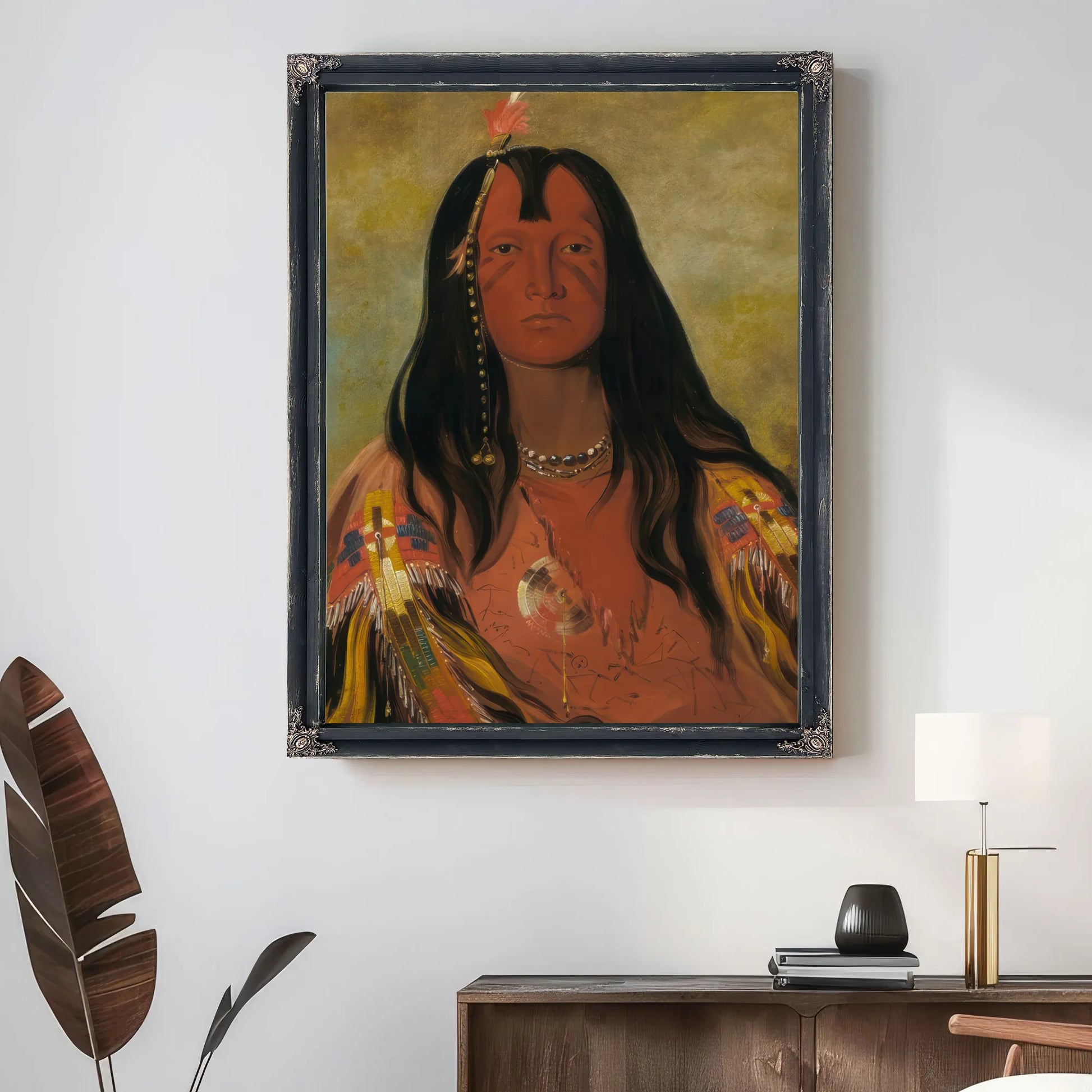 H'co A H'co A H'cotes Min, No Horns On His Head, A Brave By George Catlin Fine Art Print