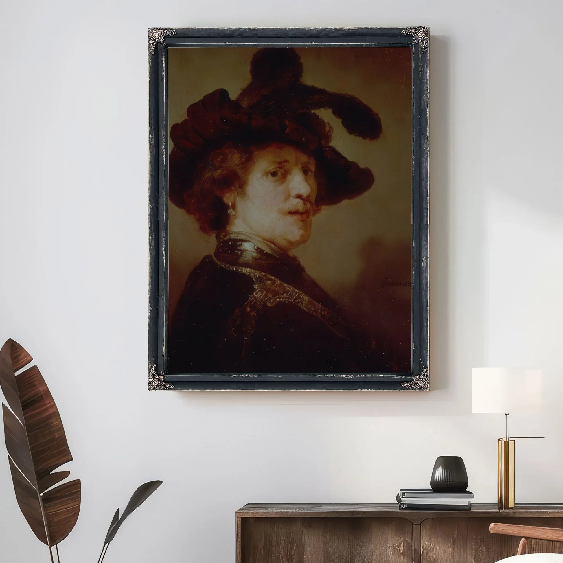 Self Portrait In Fancy Dress By Rembrandt Fine Art Print