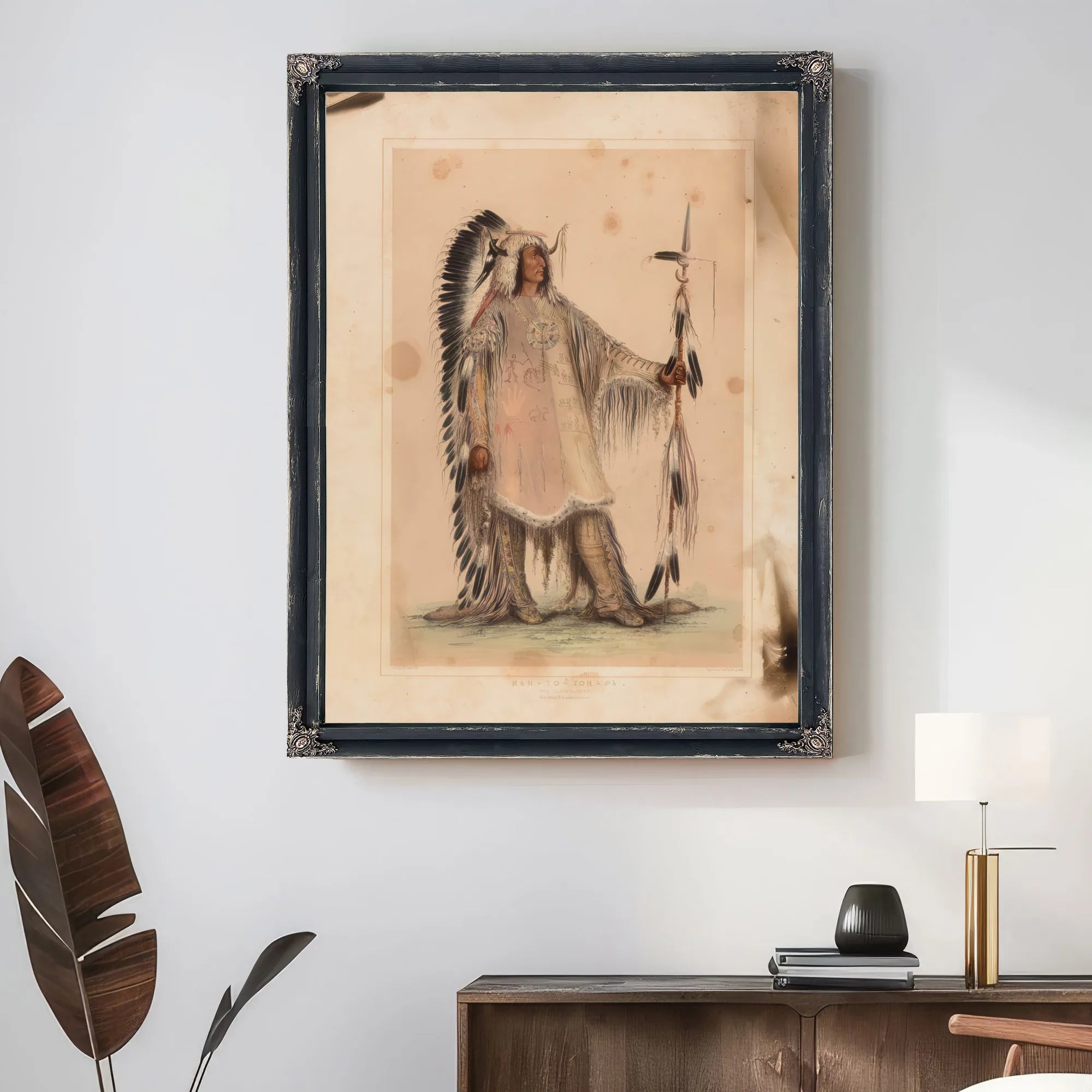 Mah To Toh Pa, The Mandan Chief By George Catlin Fine Art Print