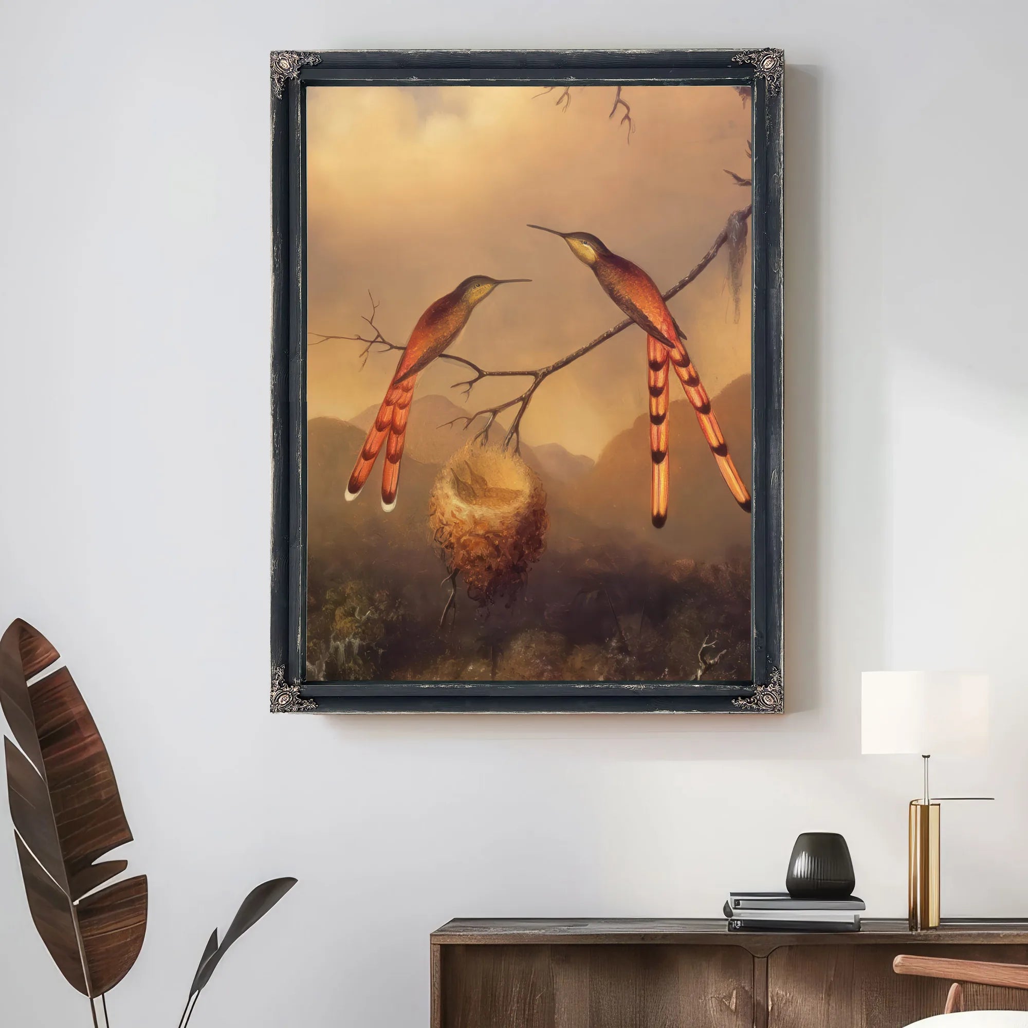 Two Hummingbirds With Their Young By Martin Johnson Heade Fine Art Print