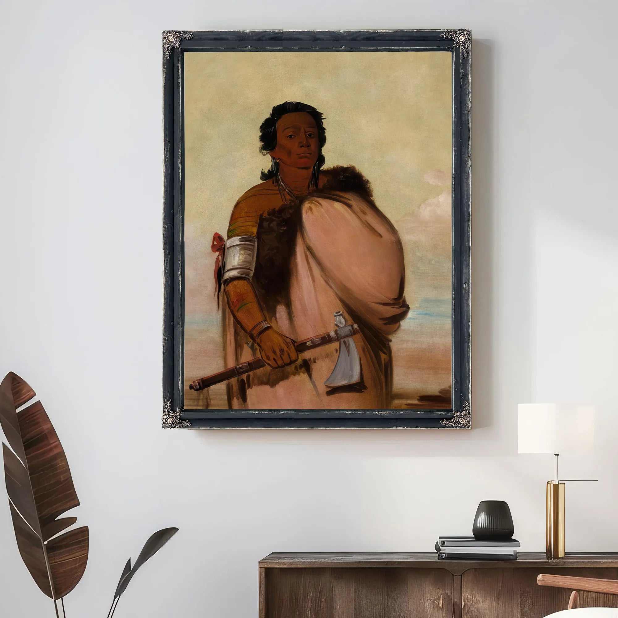 Ah' Sho Cole, Rotten Foot, A Noted Warrior By George Catlin Fine Art Print