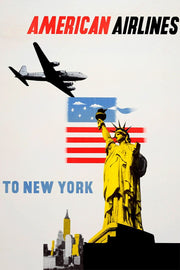 18" x 24" / Canvas Wrap American Airlines To New York Vintage Poster
